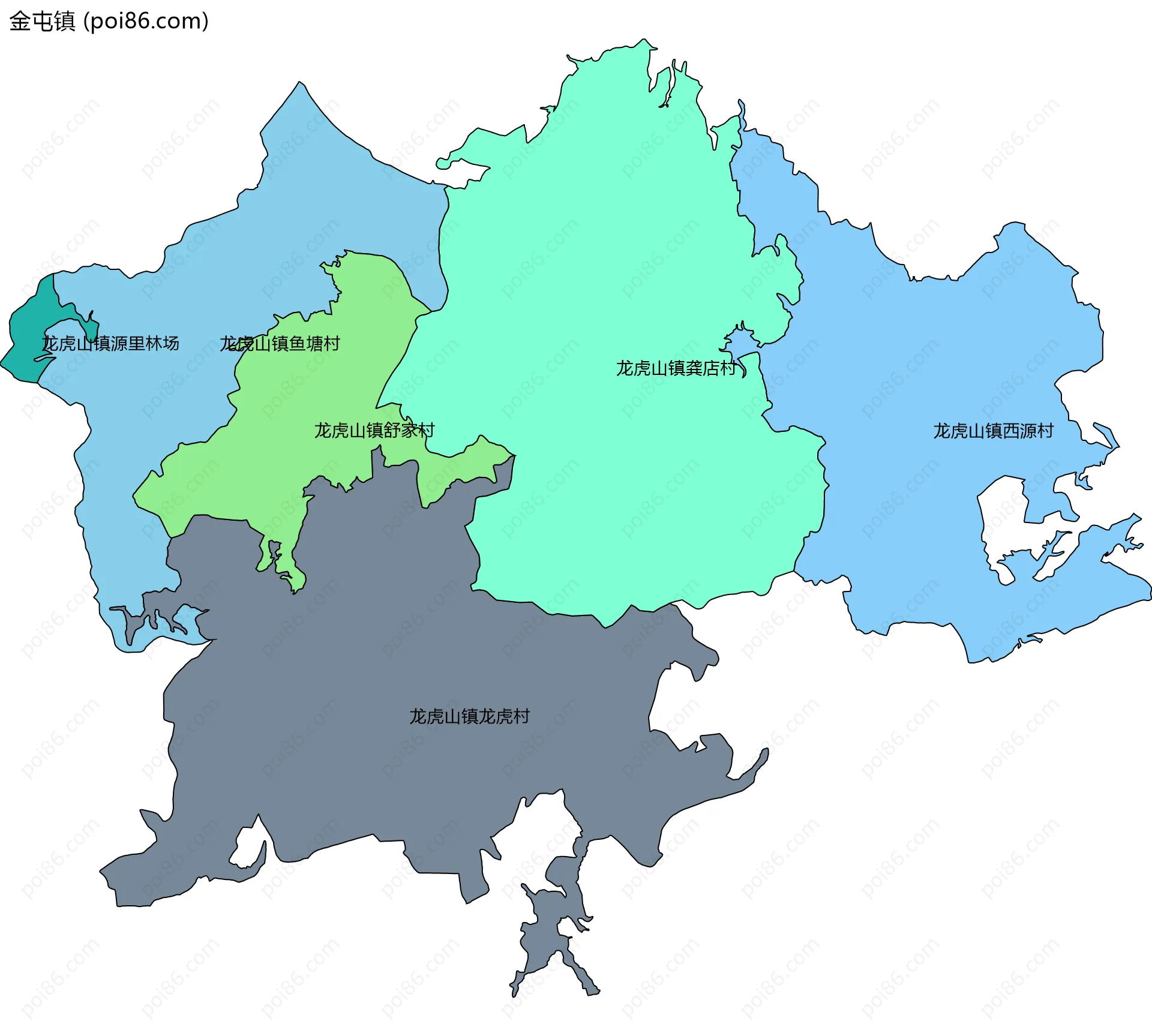 金屯镇边界地图(五级行政区划)