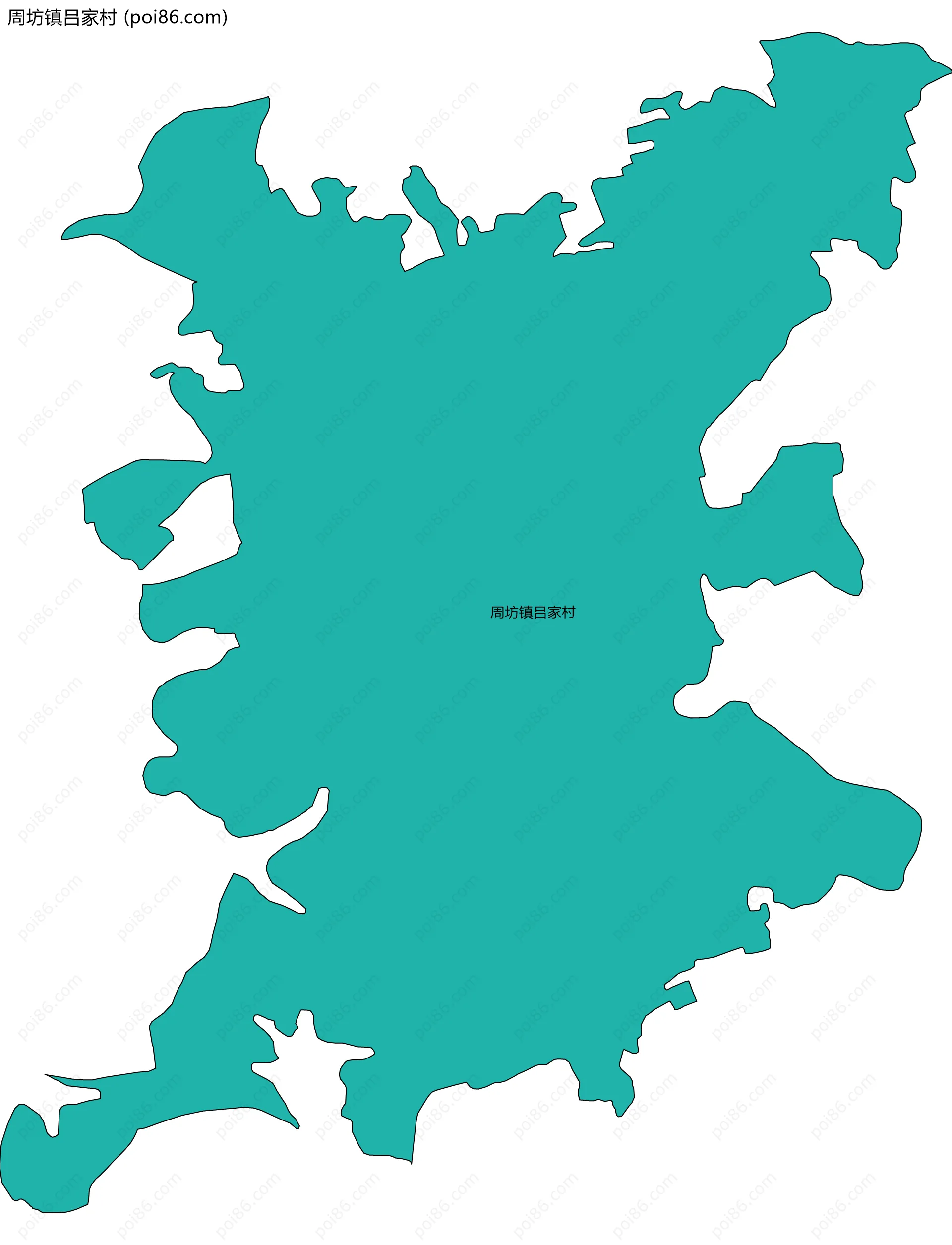 周坊镇吕家村边界地图