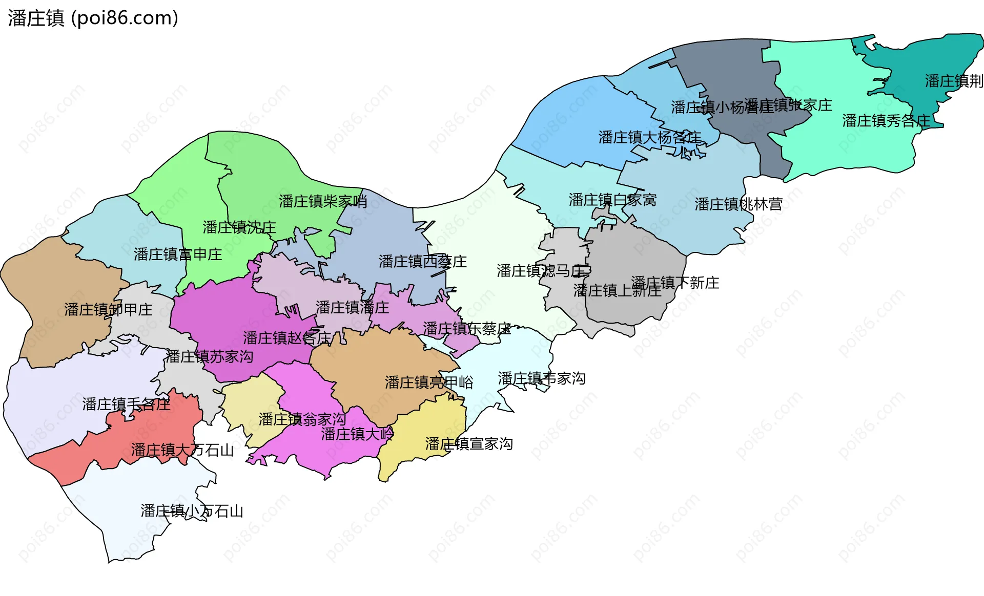 潘庄镇边界地图(五级行政区划)