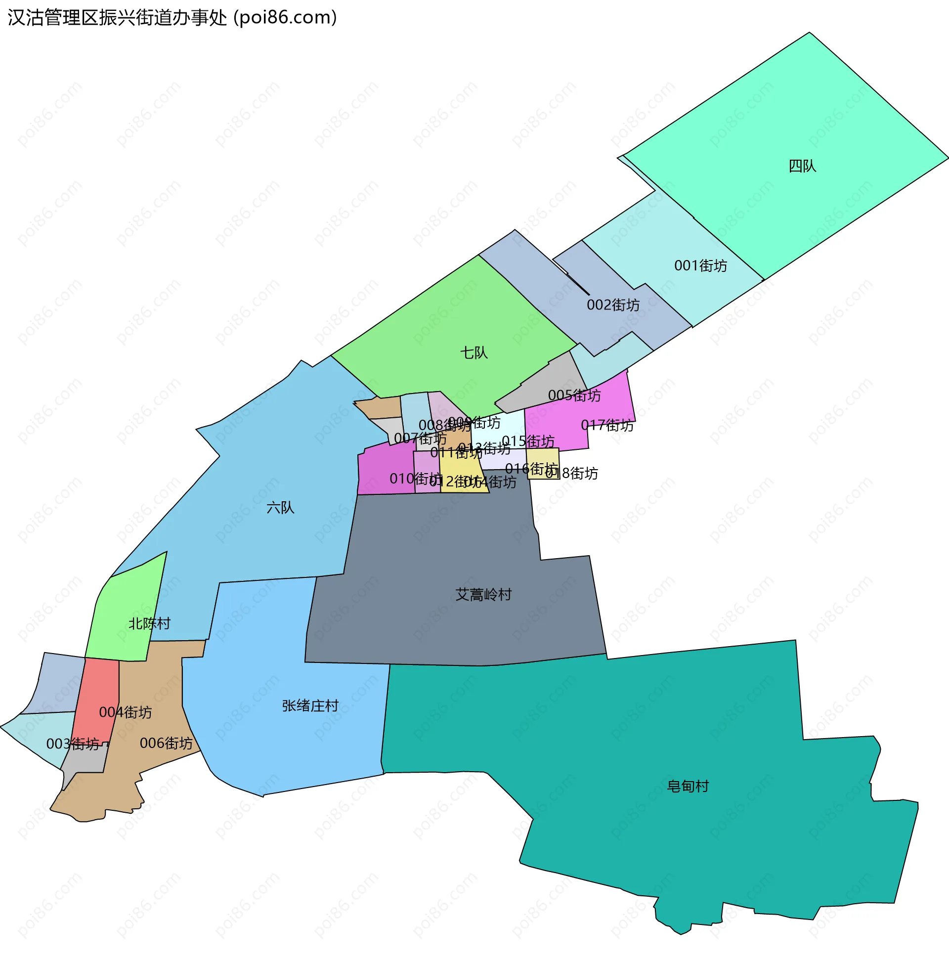 汉沽管理区振兴街道办事处边界地图(五级行政区划)