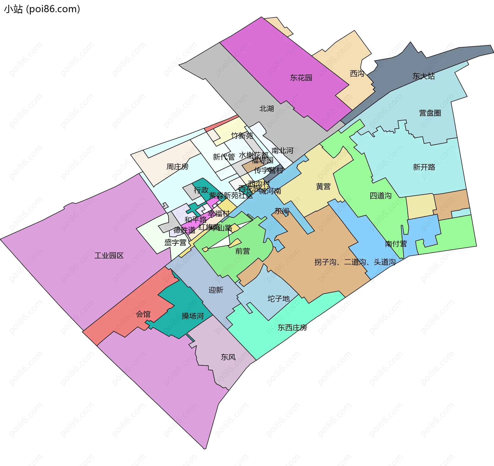 小站边界地图(五级行政区划)