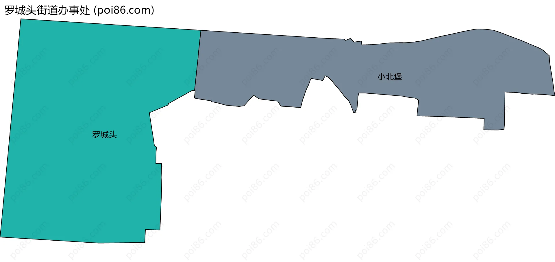 罗城头街道办事处边界地图(五级行政区划)