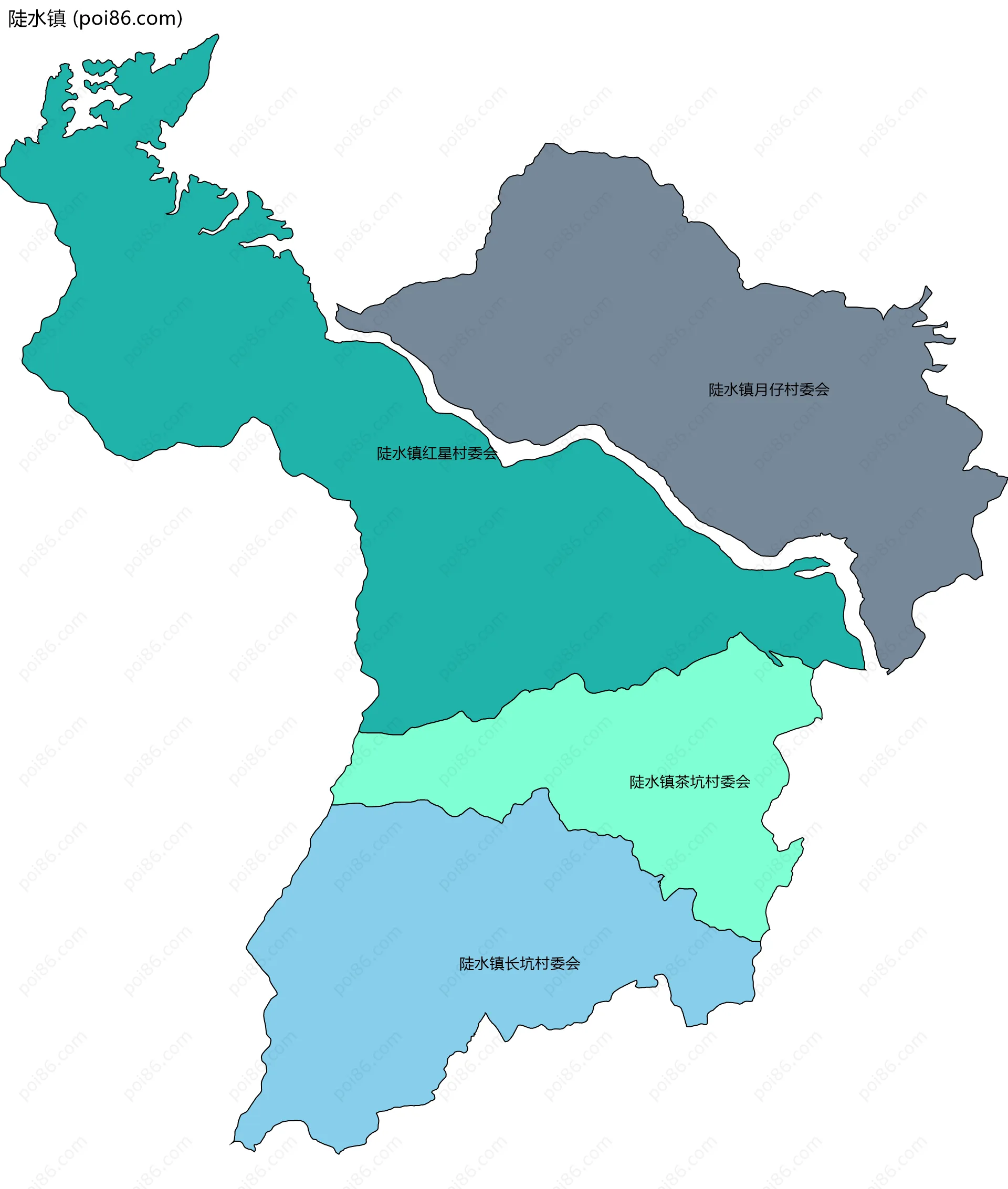 陡水镇边界地图(五级行政区划)