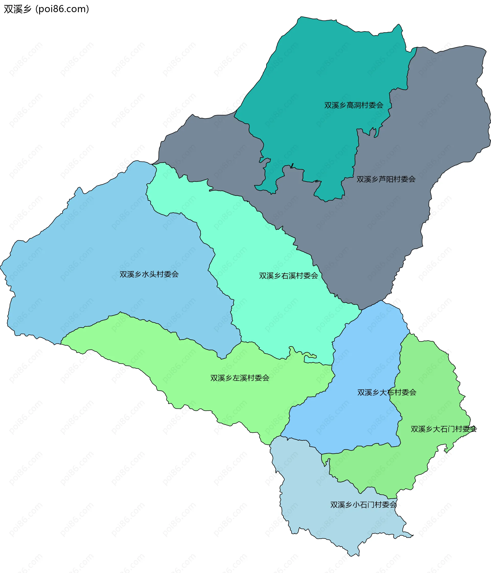 双溪乡边界地图(五级行政区划)