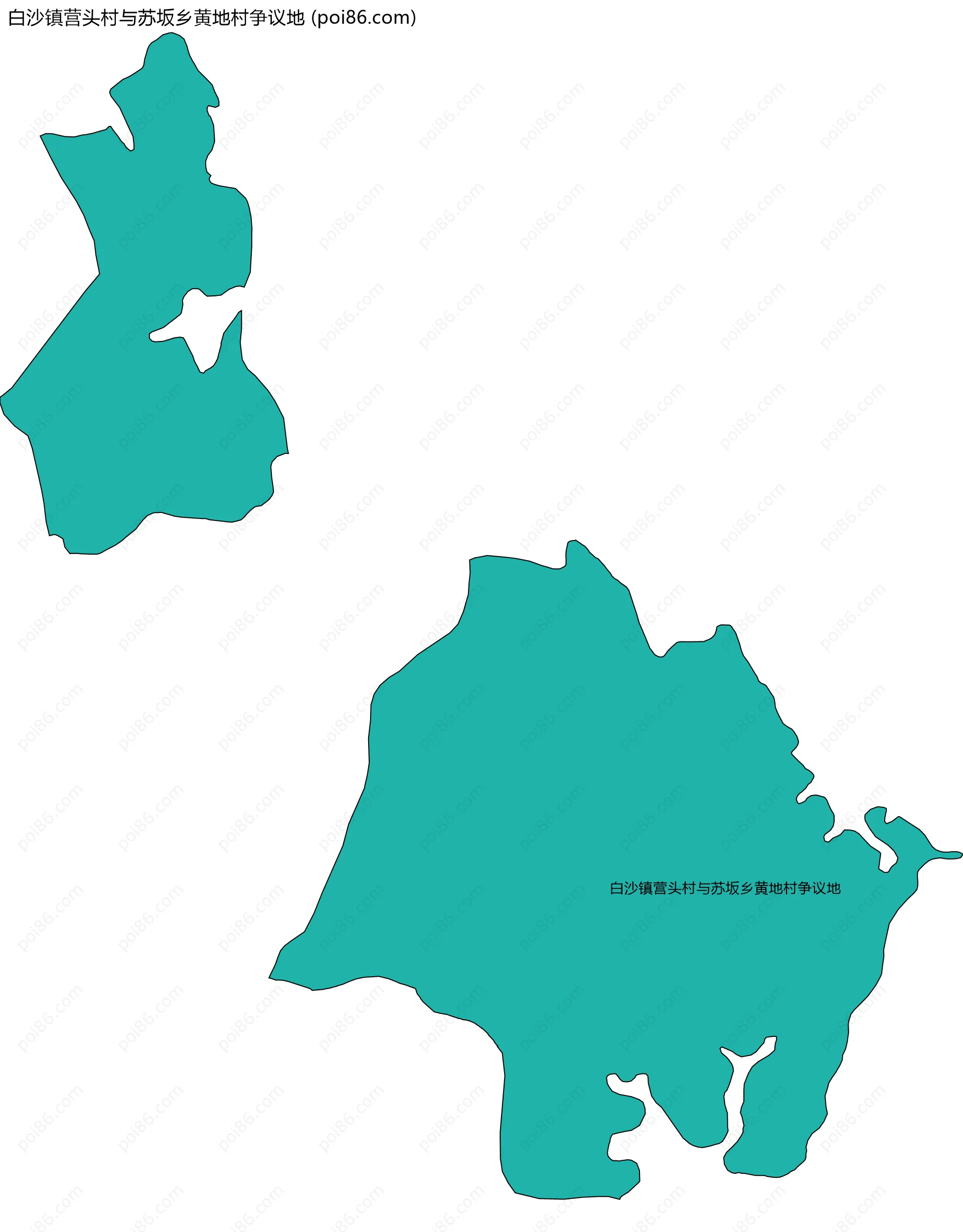 白沙镇营头村与苏坂乡黄地村争议地边界地图