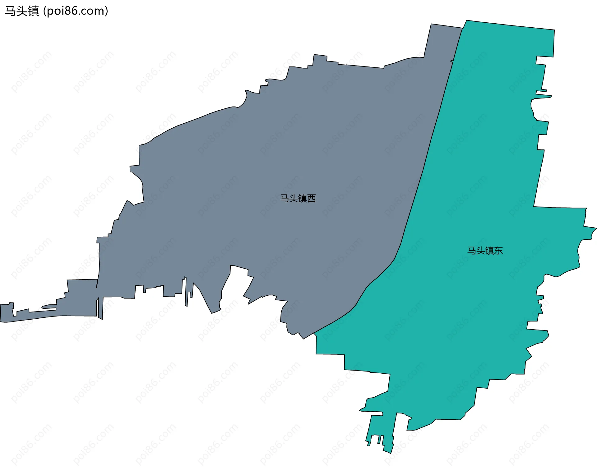 马头镇边界地图(五级行政区划)