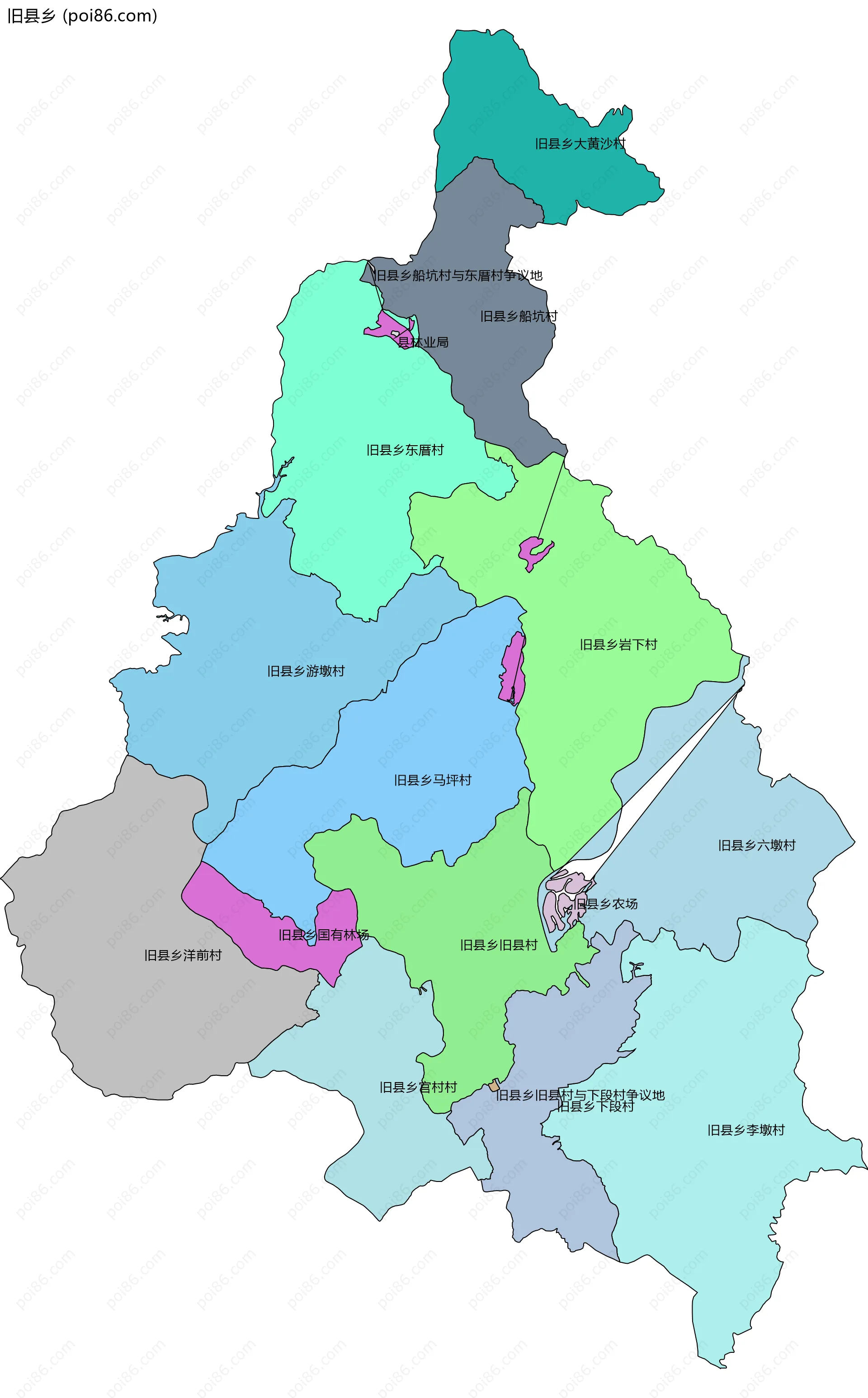 旧县乡边界地图(五级行政区划)