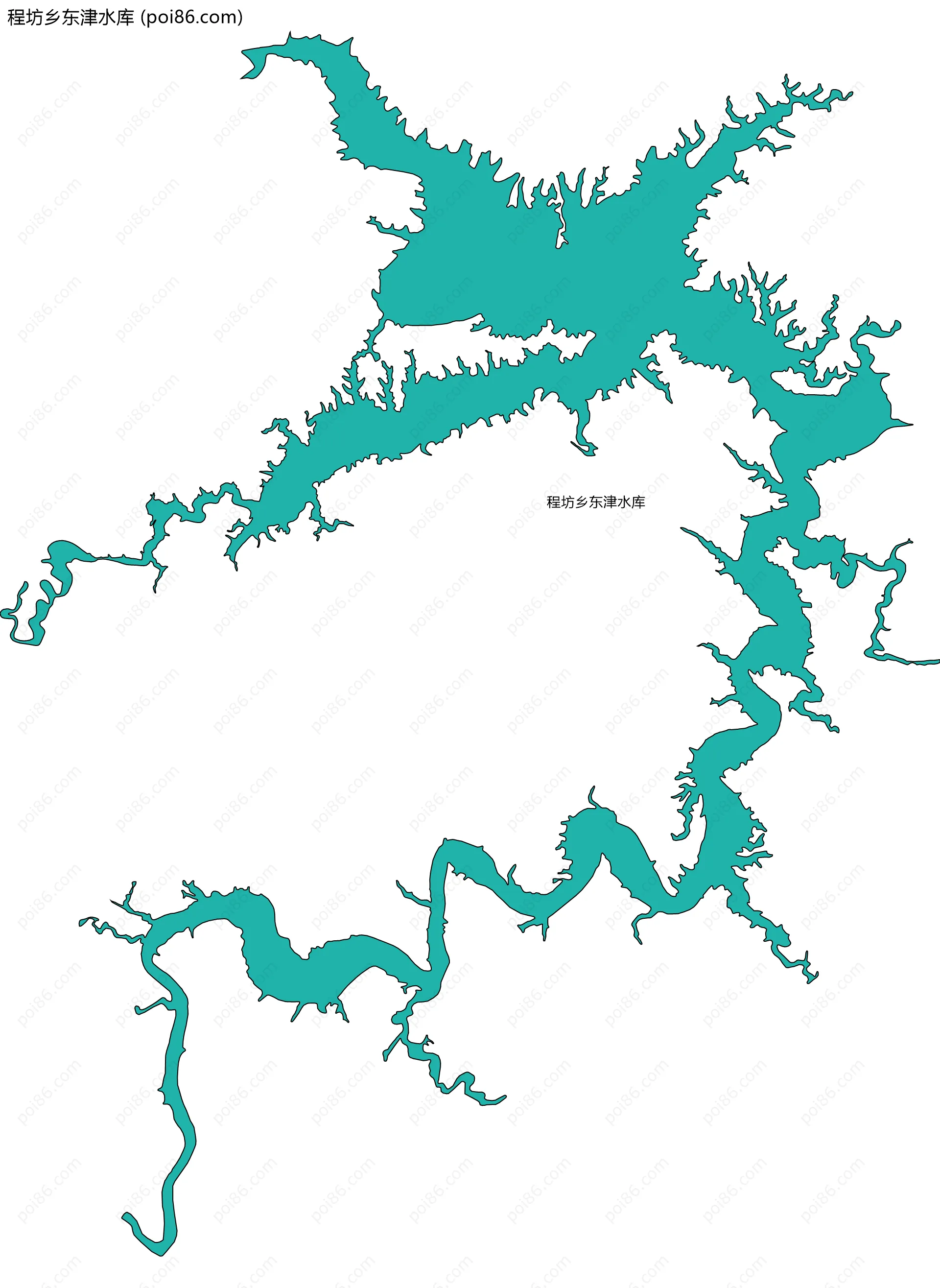 程坊乡东津水库边界地图