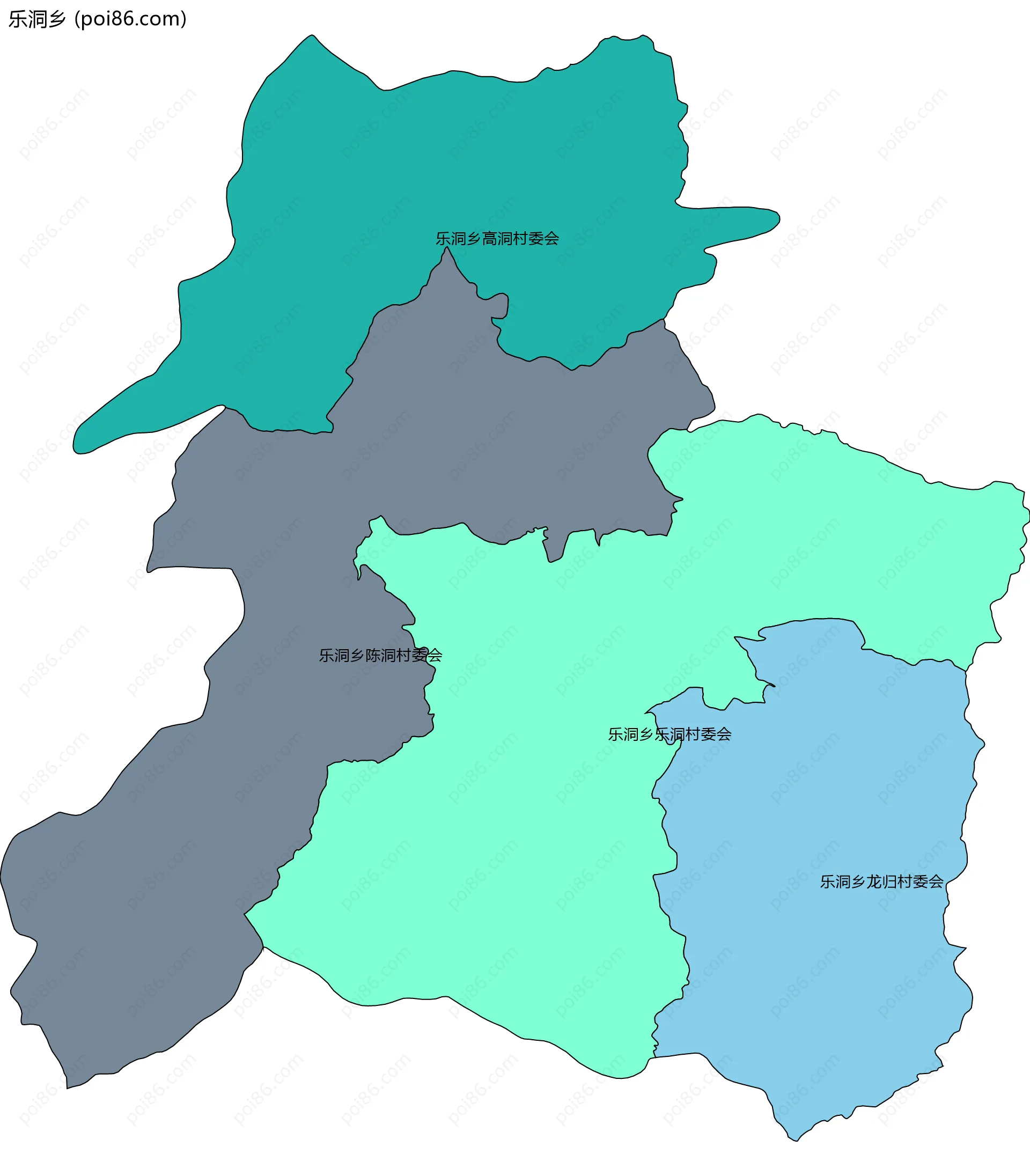 乐洞乡边界地图(五级行政区划)