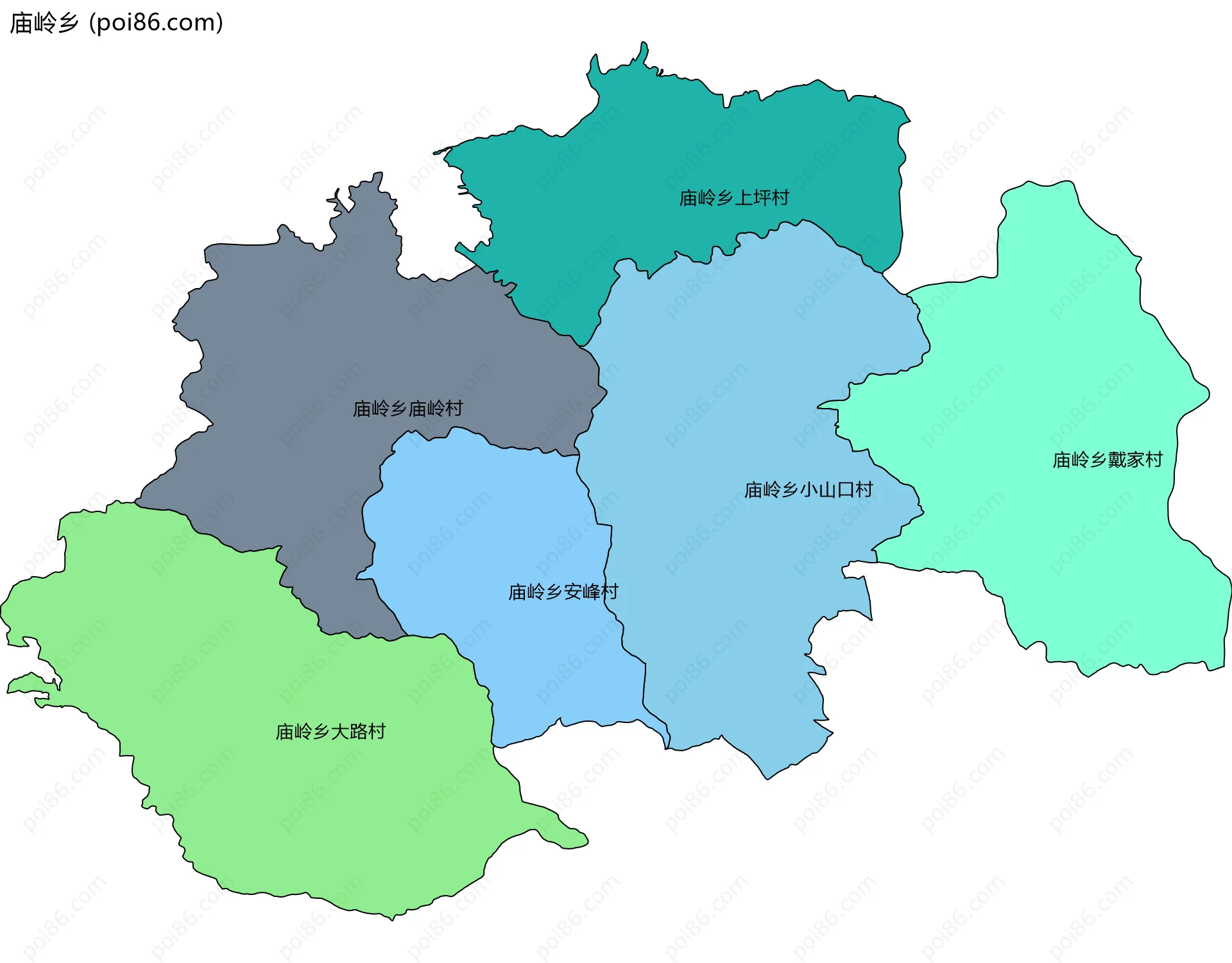 庙岭乡边界地图(五级行政区划)
