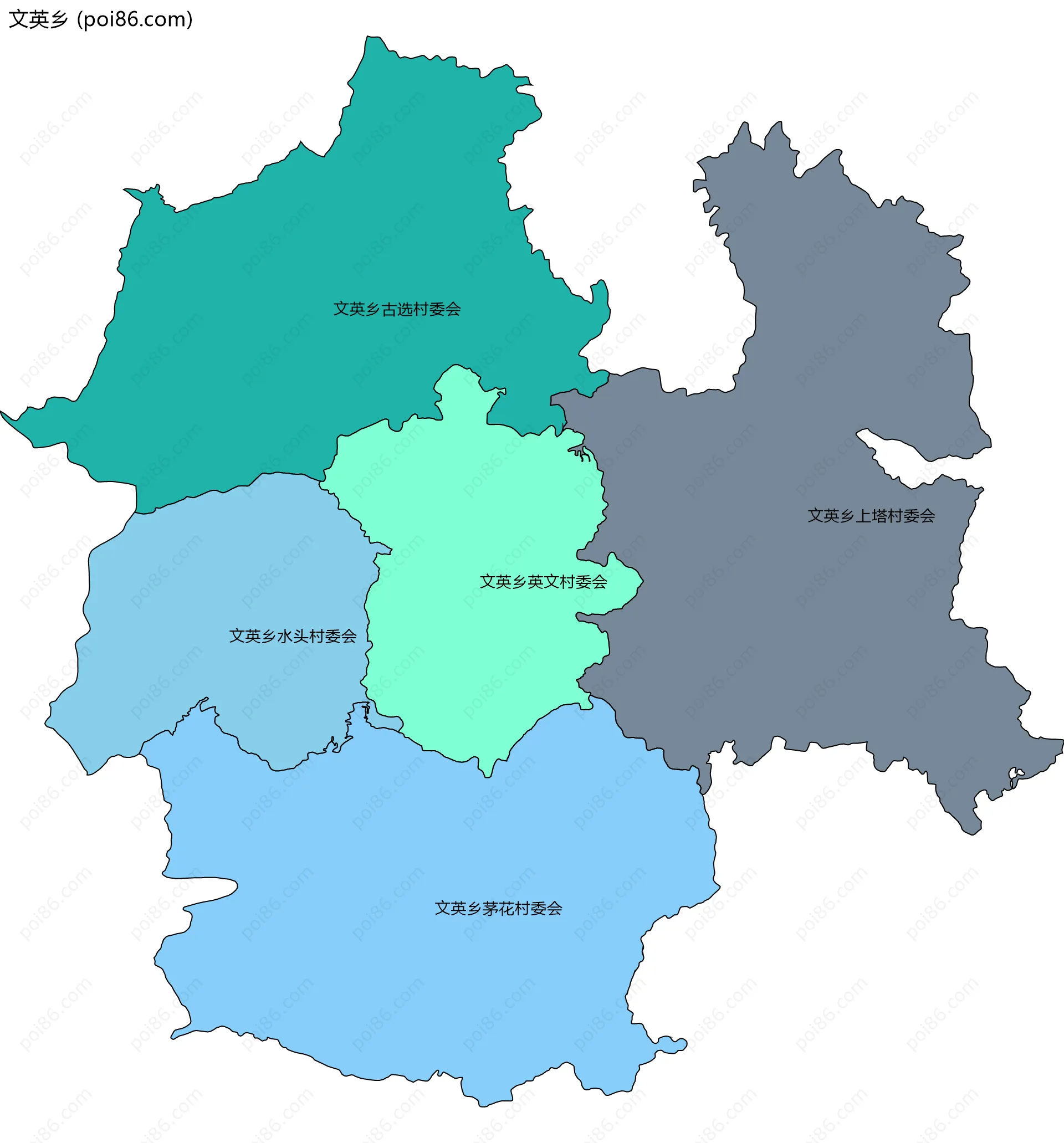 文英乡边界地图(五级行政区划)