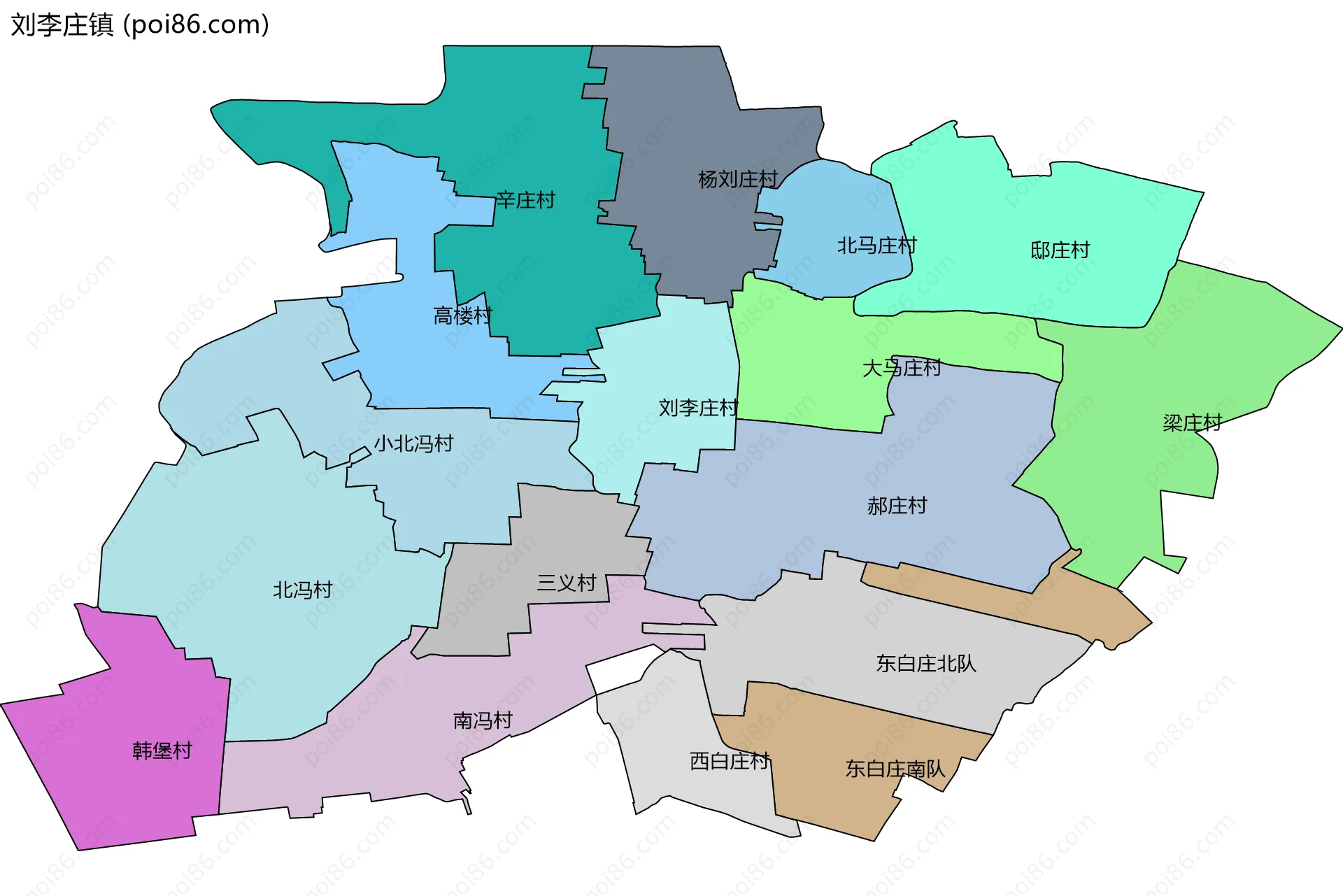 刘李庄镇边界地图(五级行政区划)