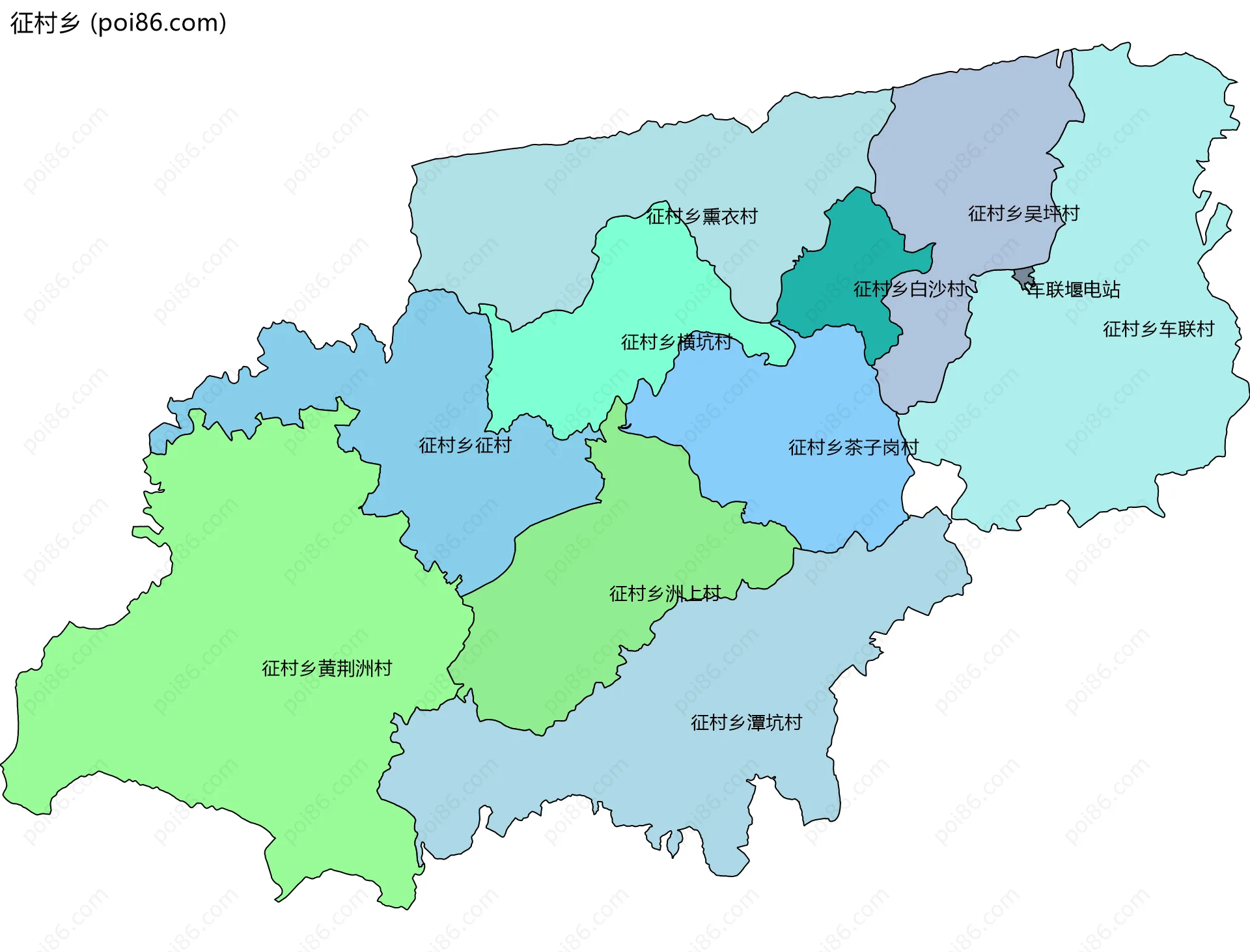 征村乡边界地图(五级行政区划)
