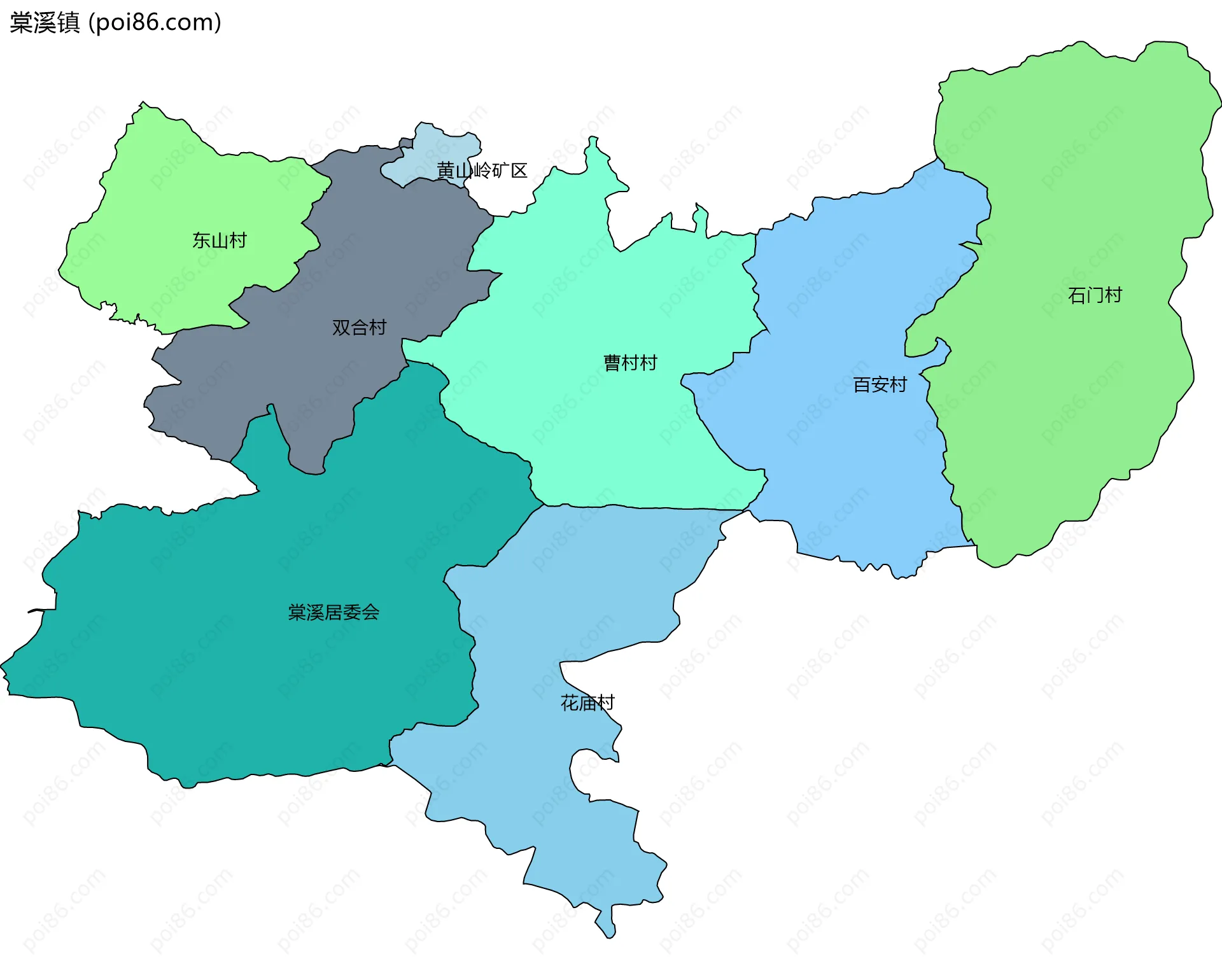 棠溪镇边界地图(五级行政区划)