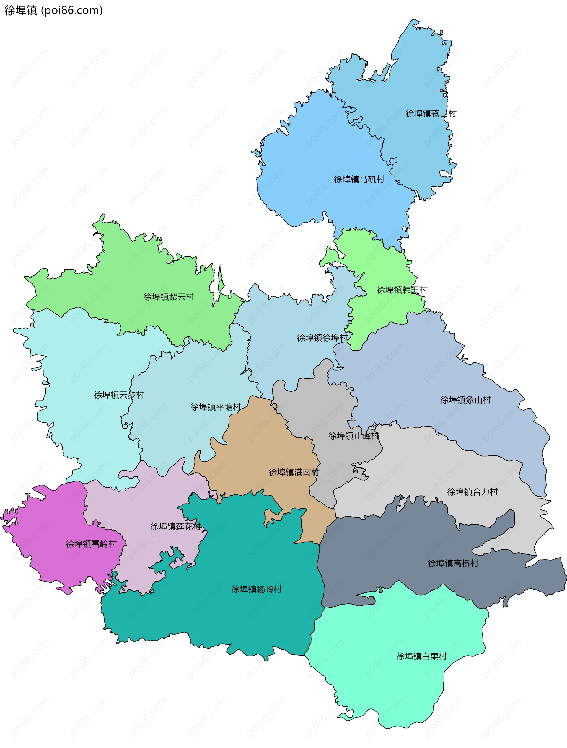 徐埠镇边界地图(五级行政区划)