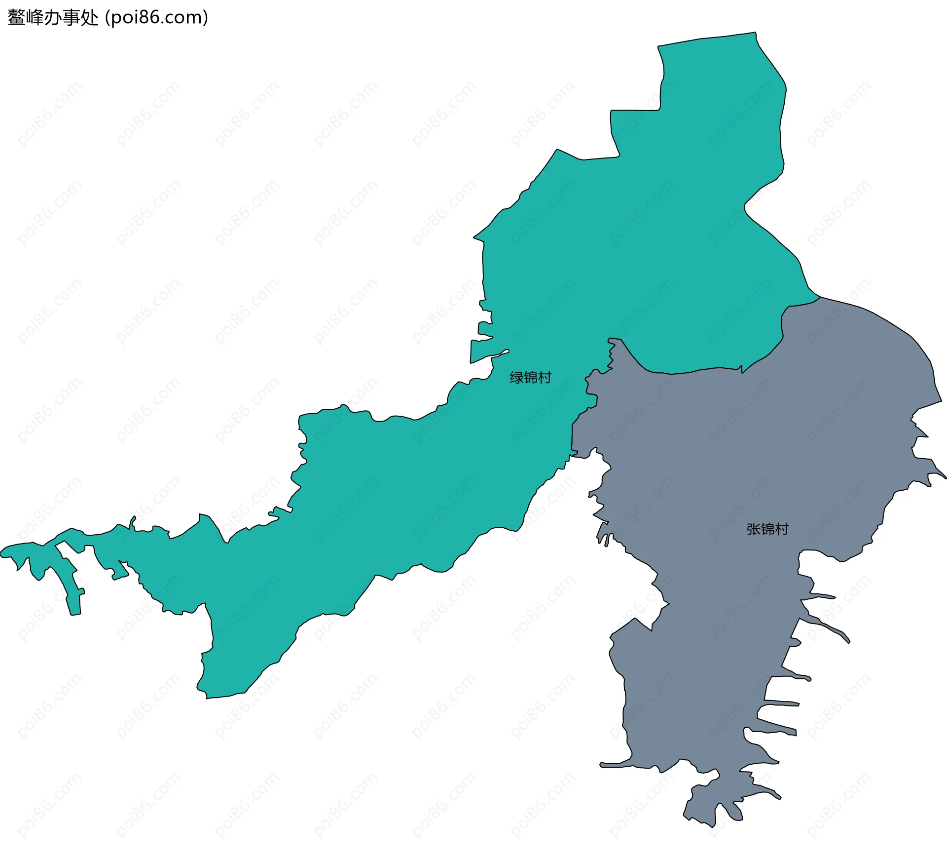 鳌峰办事处边界地图(五级行政区划)