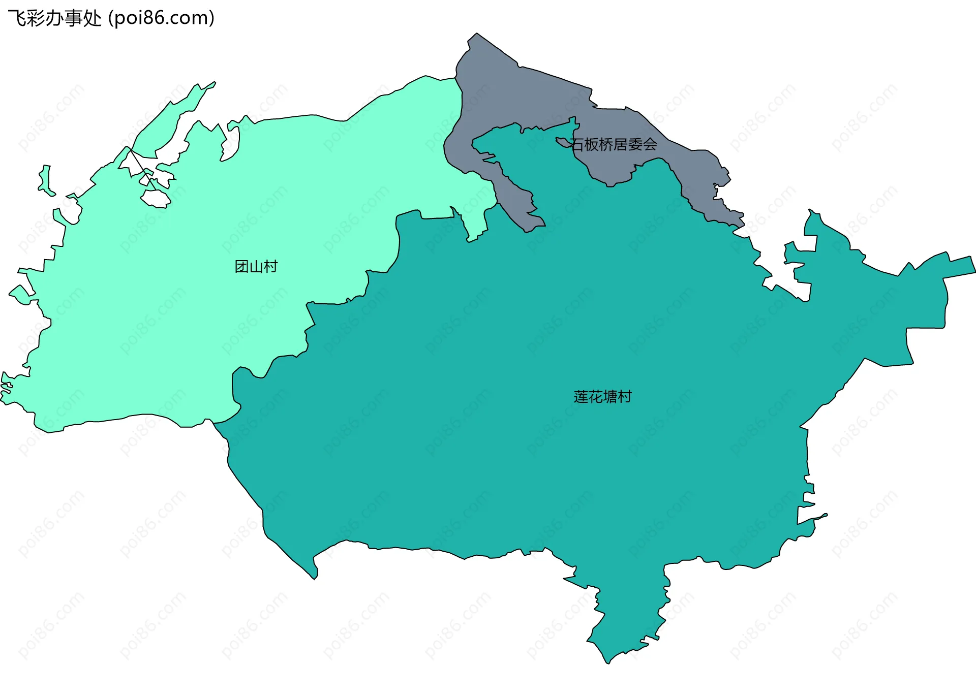 飞彩办事处边界地图(五级行政区划)