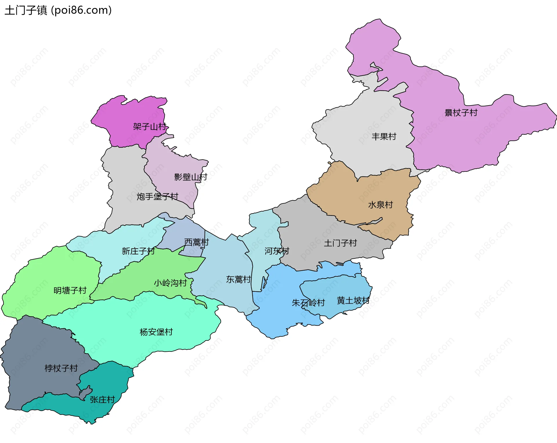 土门子镇边界地图(五级行政区划)