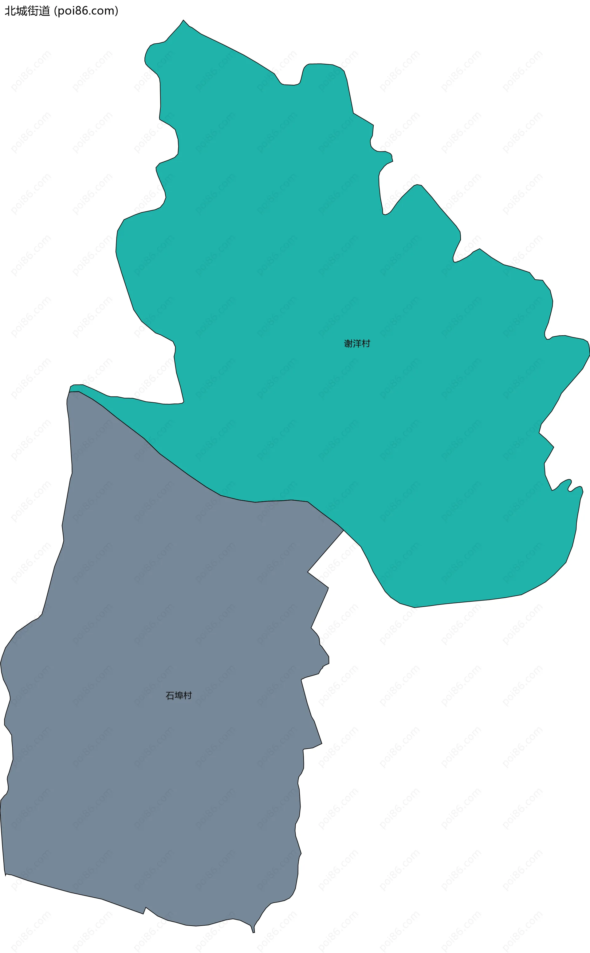 北城街道边界地图(五级行政区划)