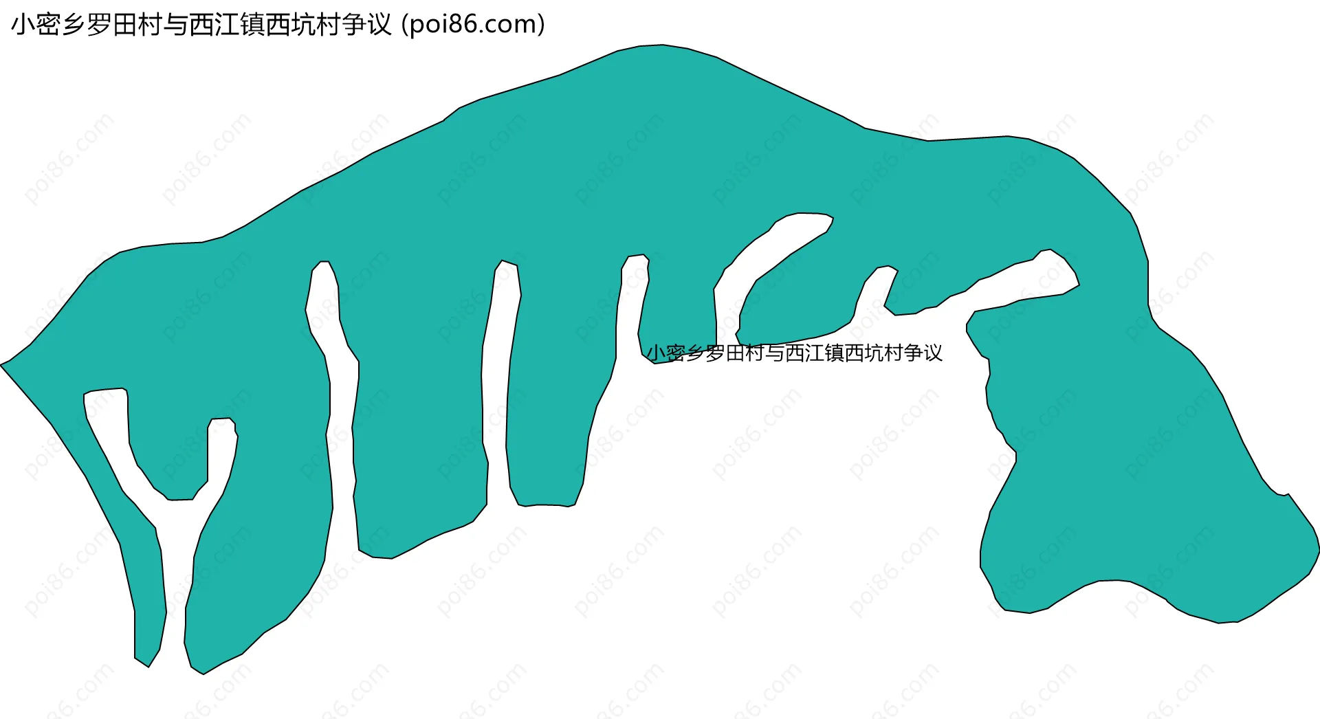 小密乡罗田村与西江镇西坑村争议边界地图
