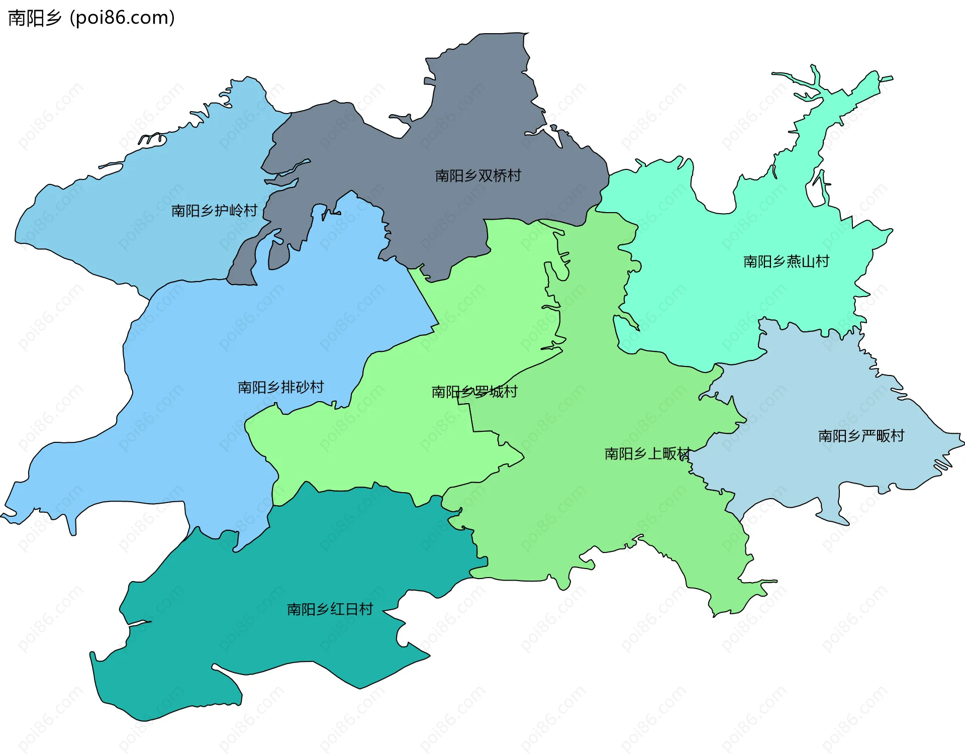 南阳乡边界地图(五级行政区划)