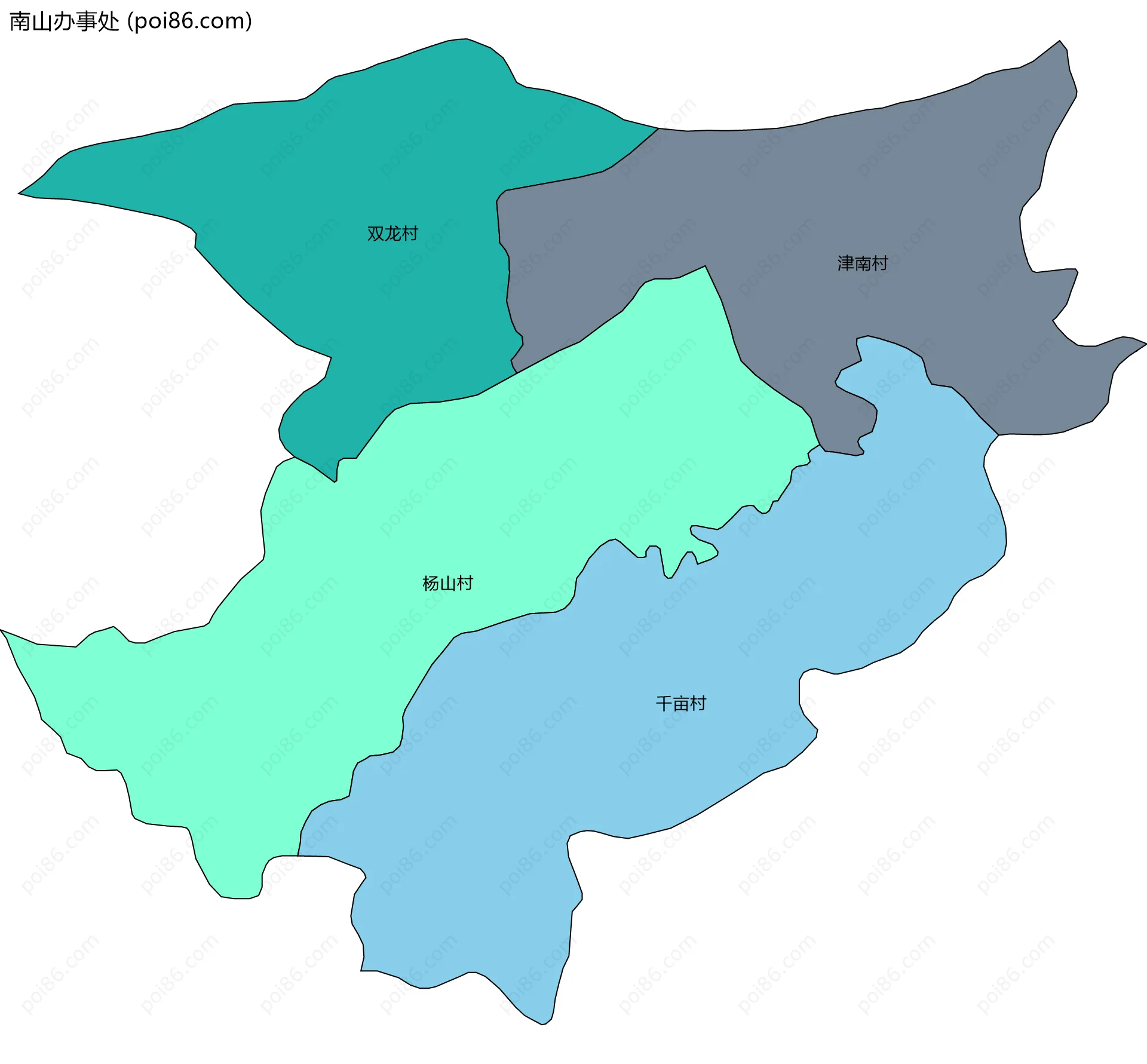 南山办事处边界地图(五级行政区划)