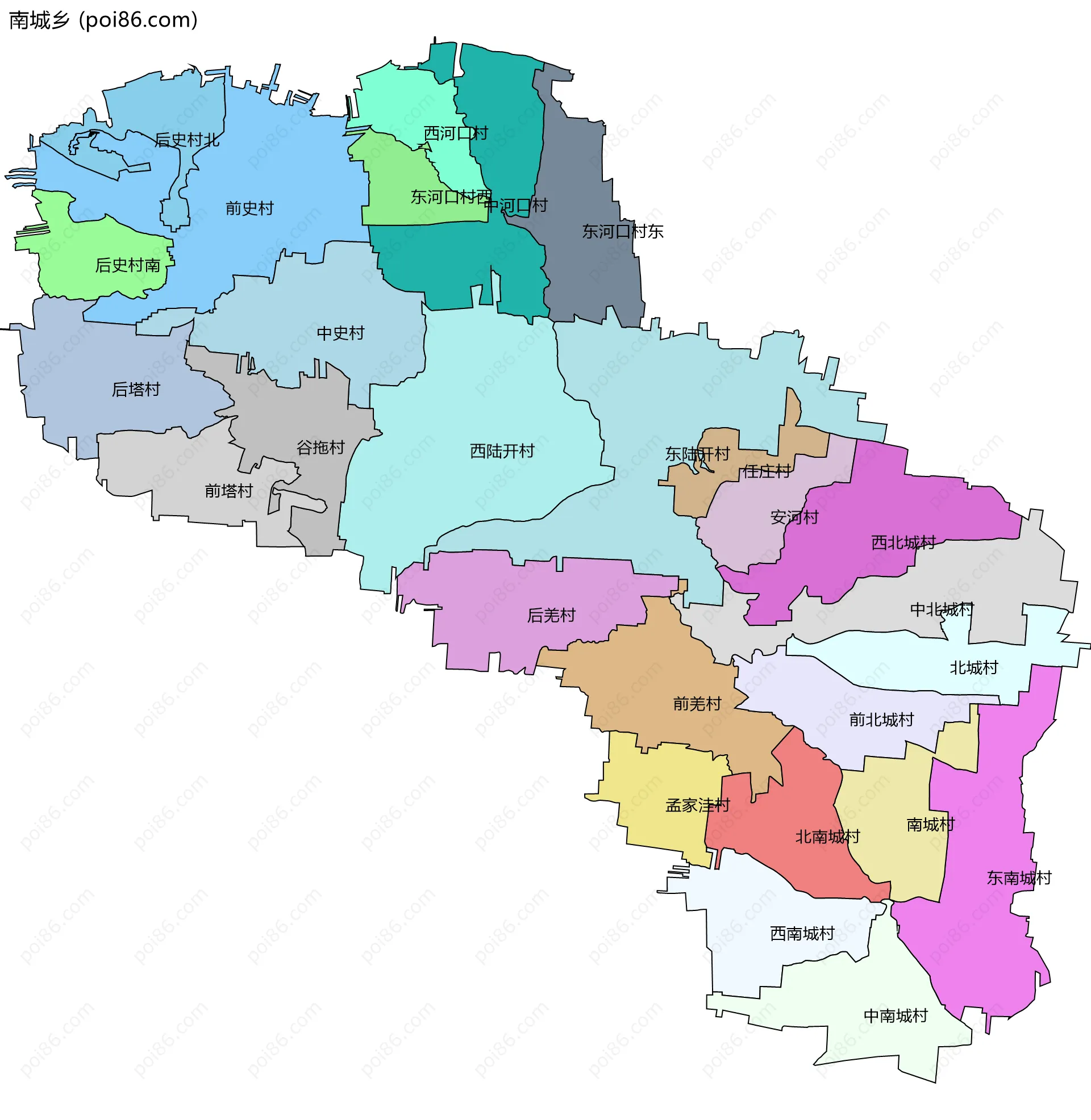 南城乡边界地图(五级行政区划)