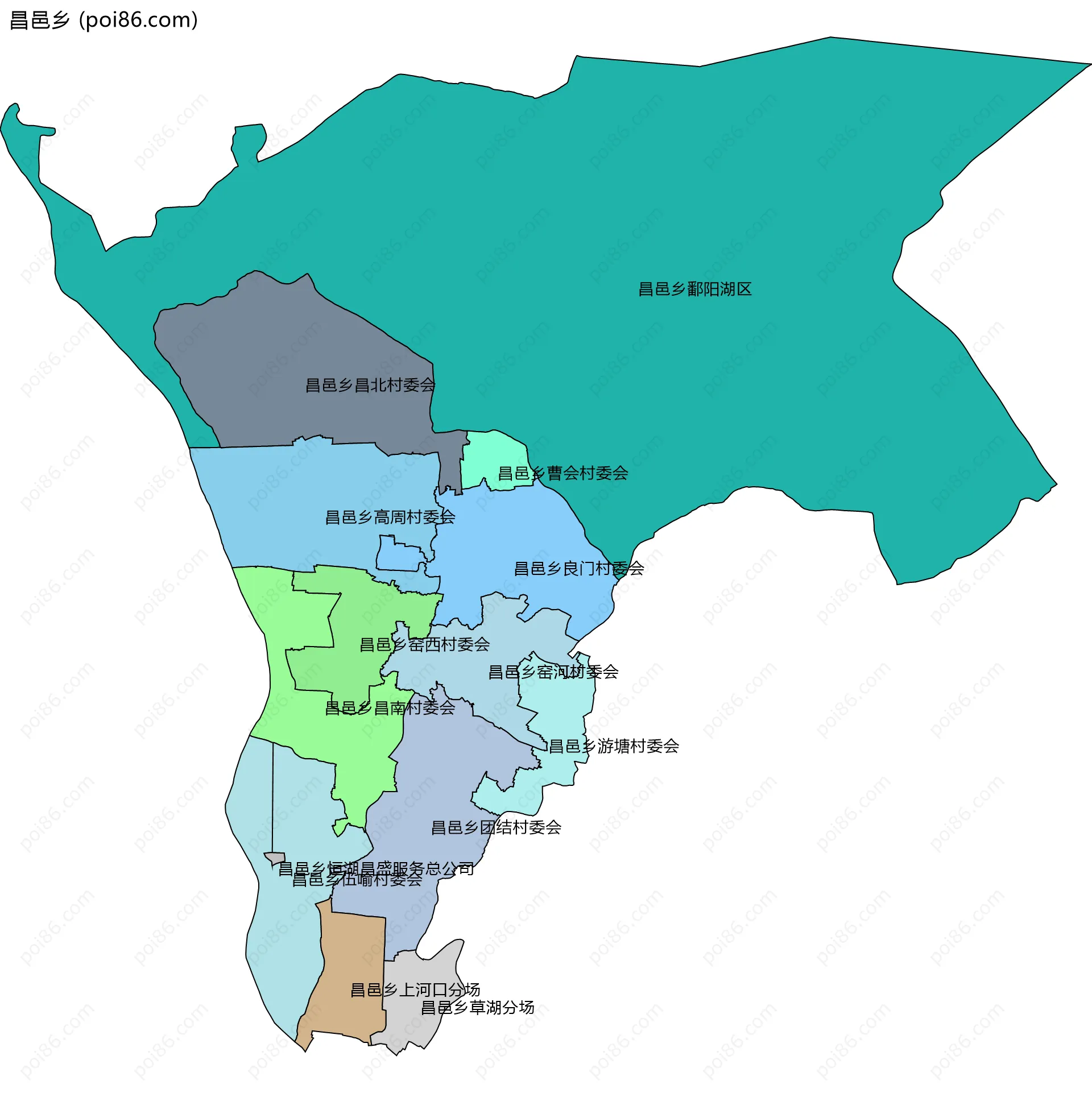 昌邑乡边界地图(五级行政区划)