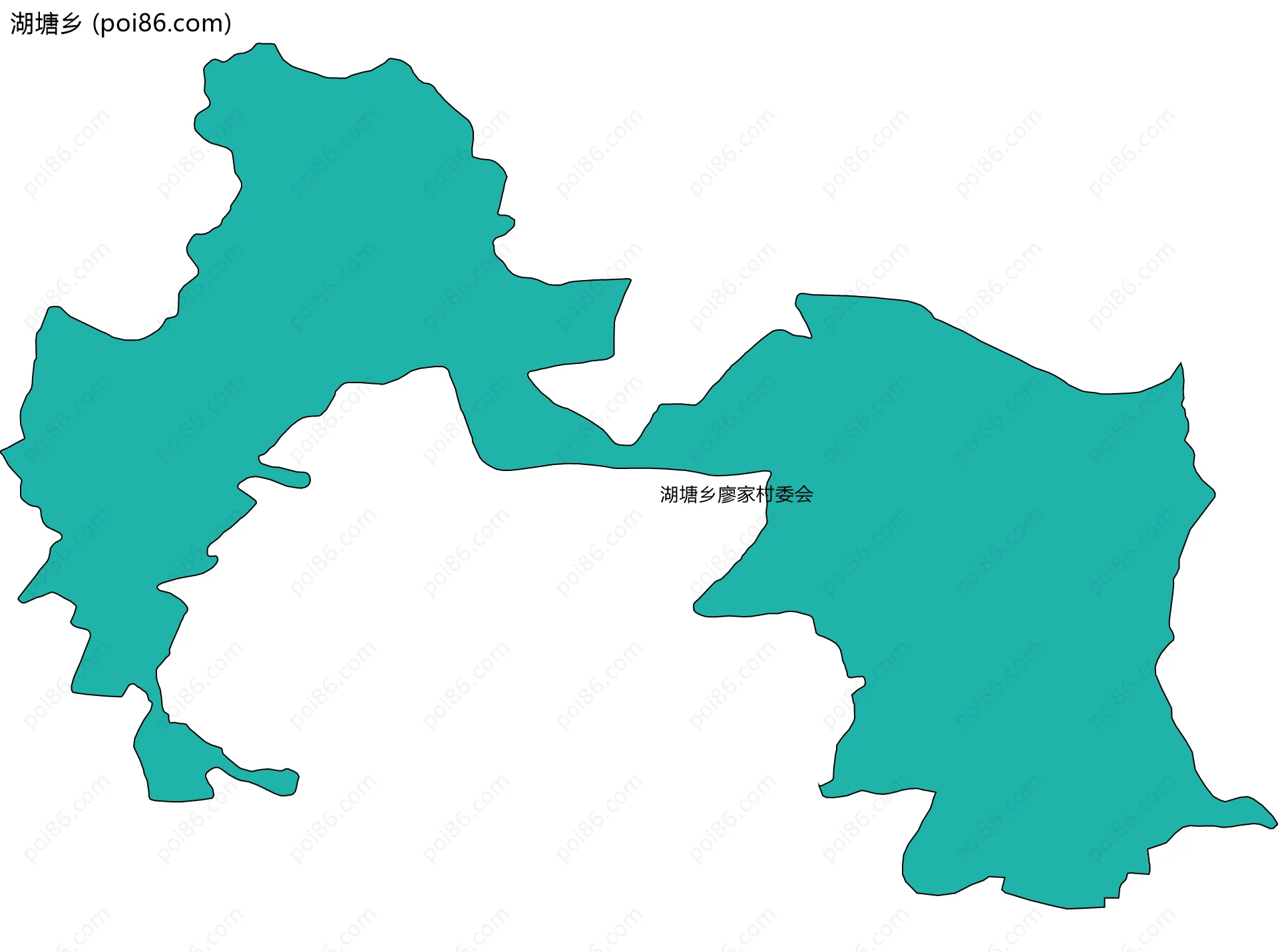湖塘乡边界地图(五级行政区划)