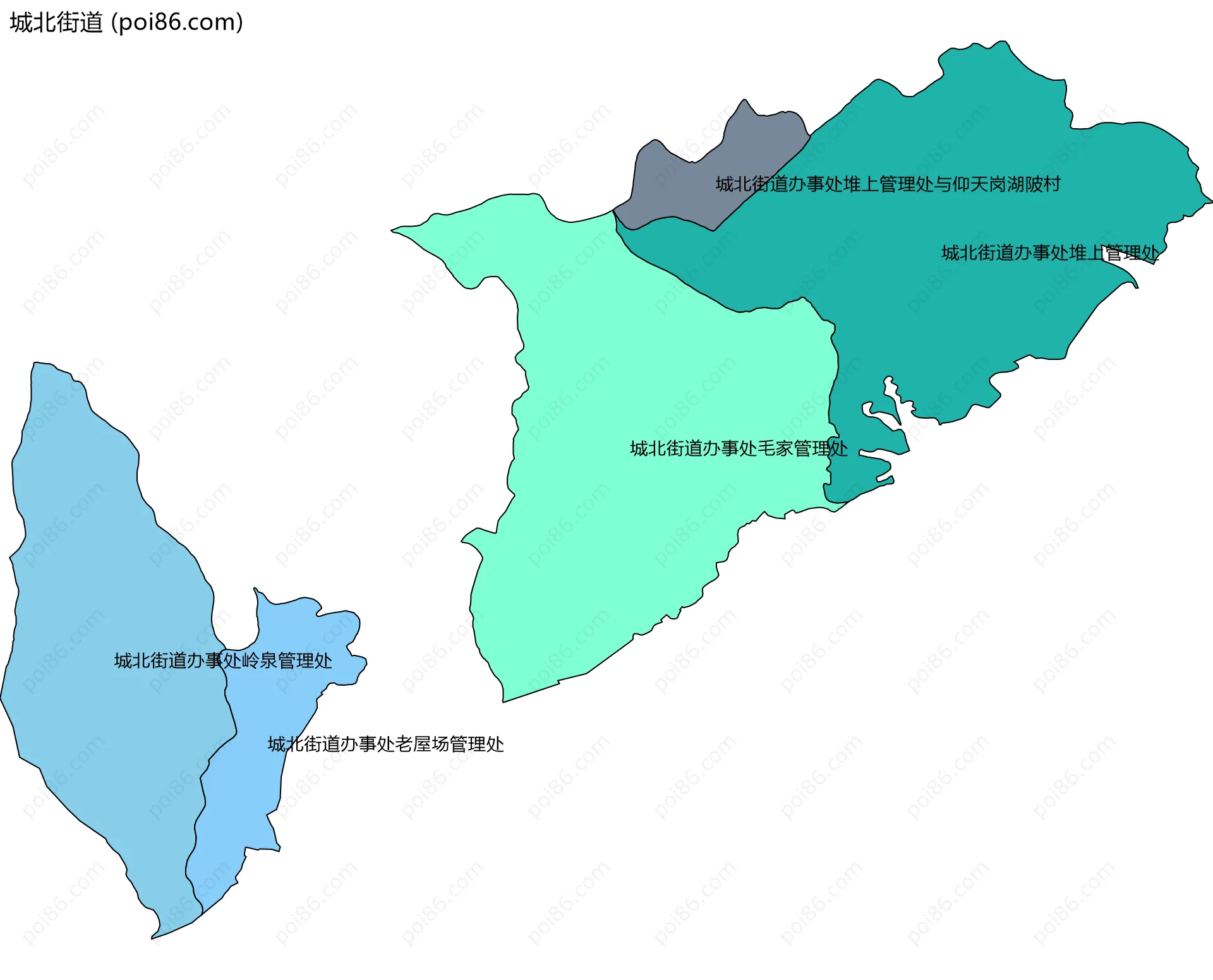 城北街道边界地图(五级行政区划)