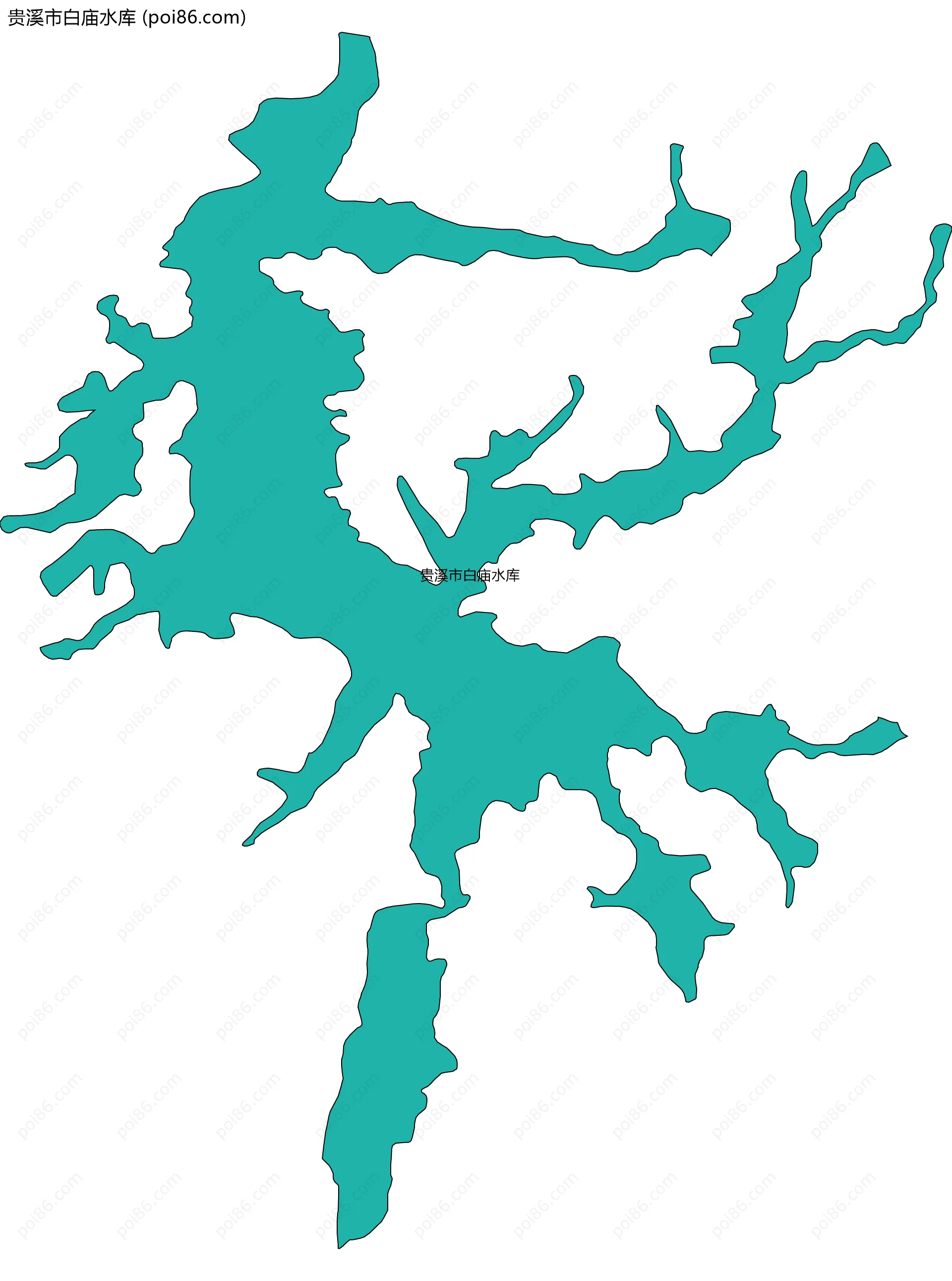 贵溪市白庙水库边界地图