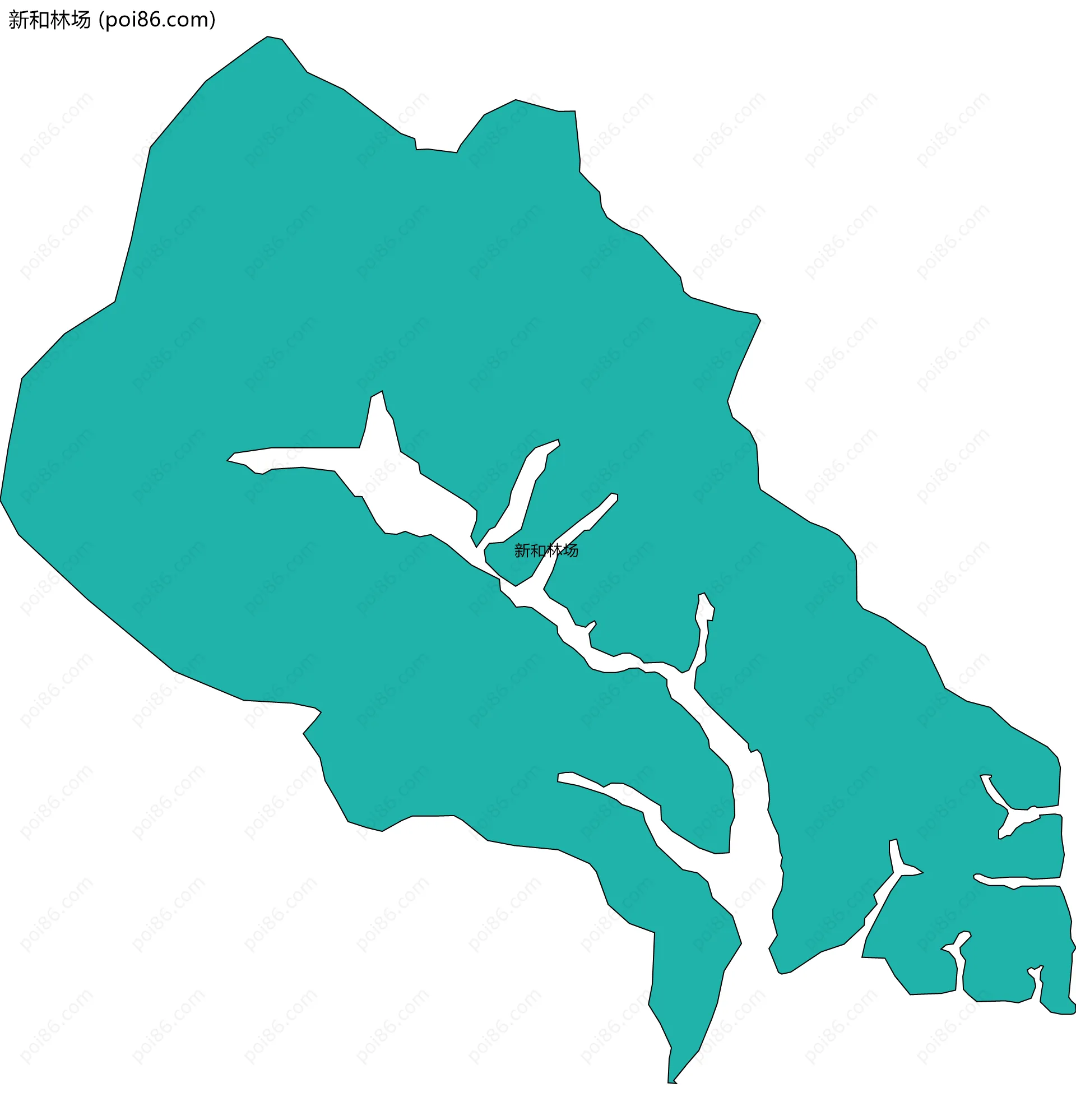 新和林场边界地图(五级行政区划)