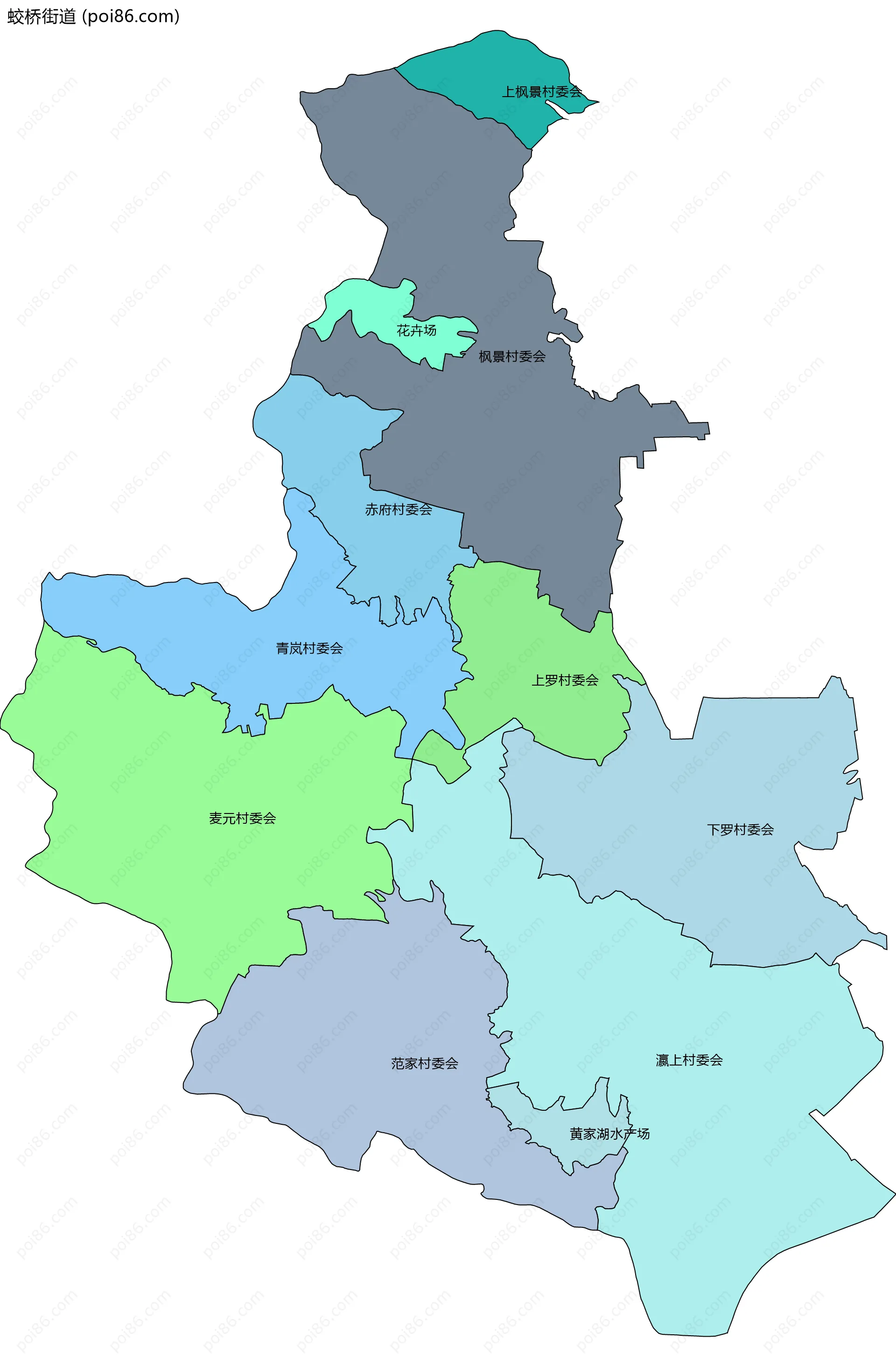 蛟桥街道边界地图(五级行政区划)