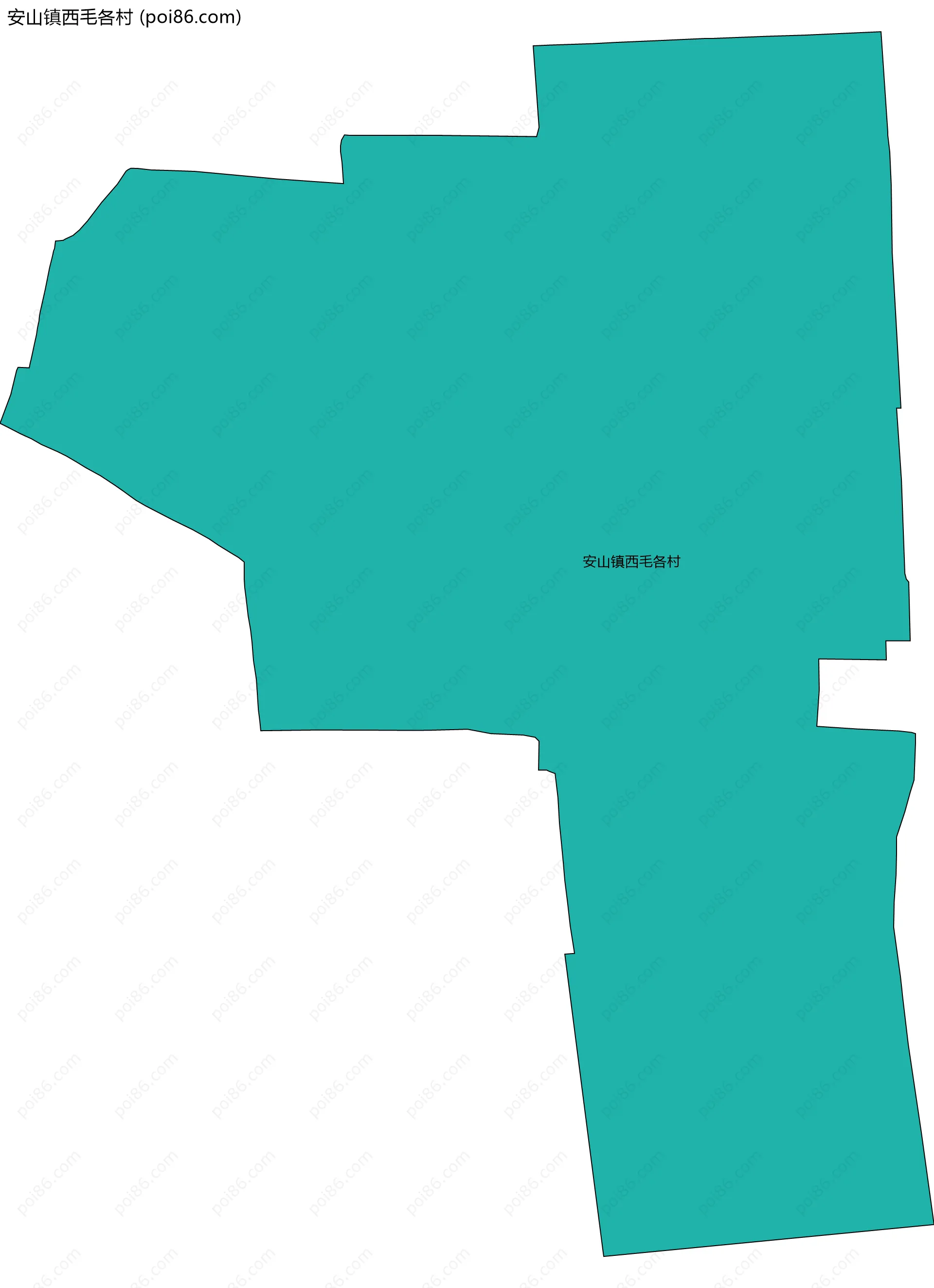 安山镇西毛各村边界地图