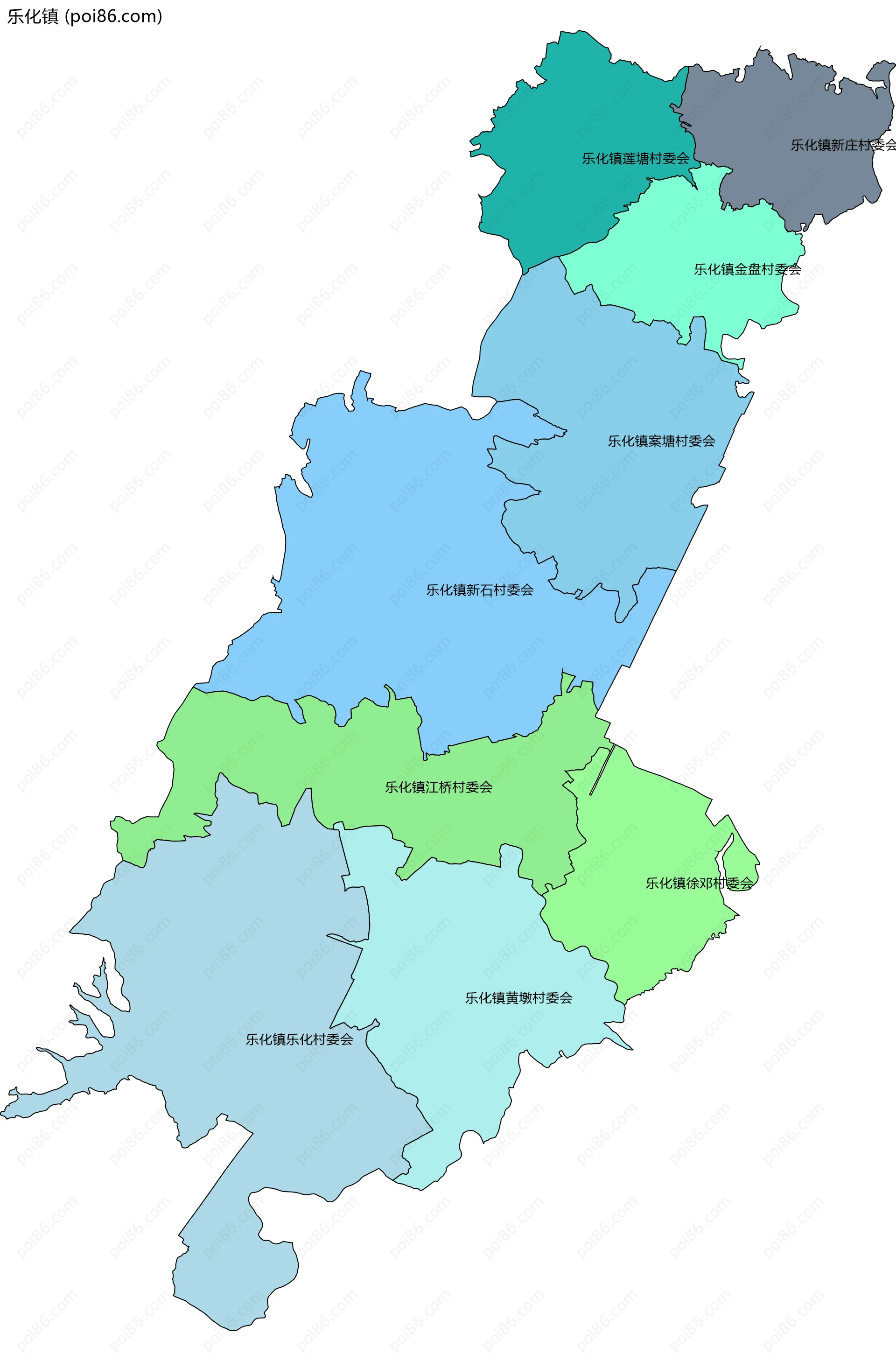 乐化镇边界地图(五级行政区划)