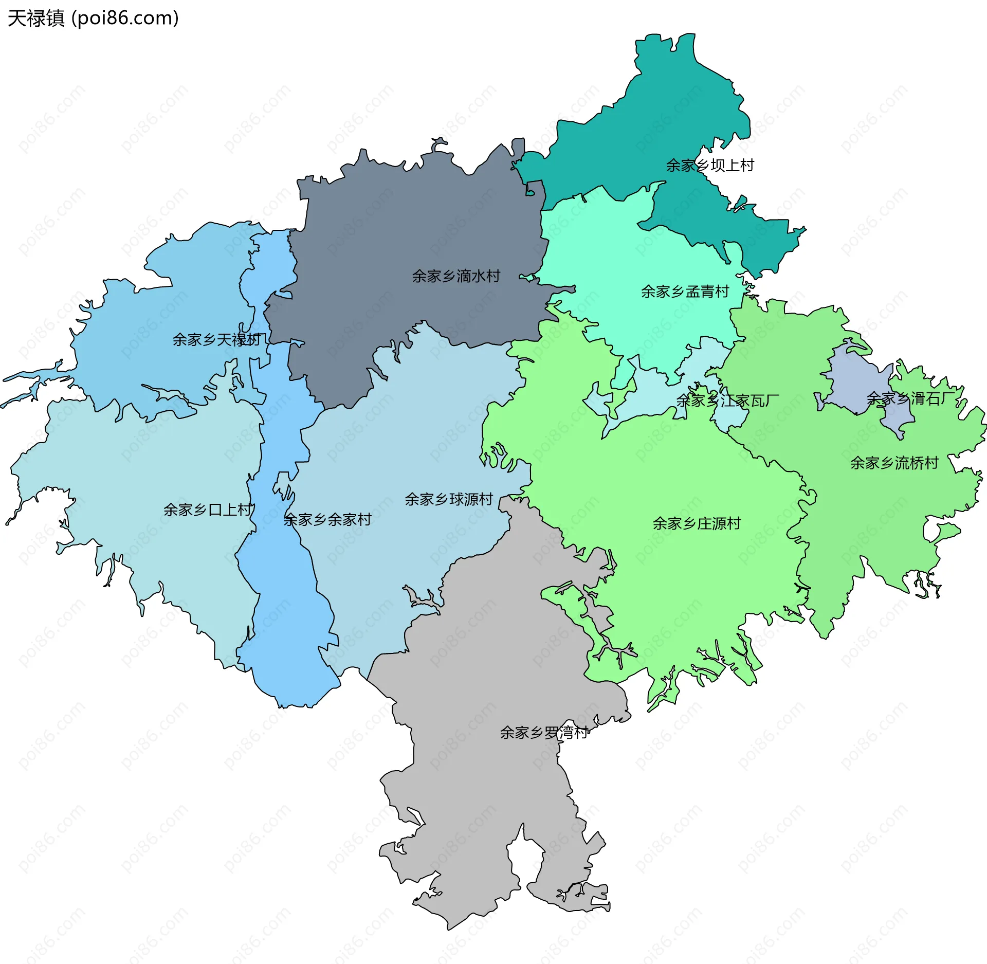 天禄镇边界地图(五级行政区划)