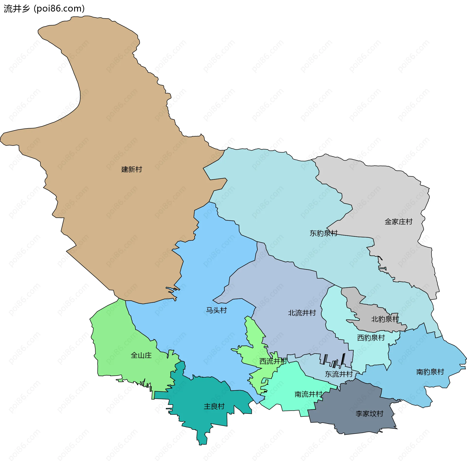 流井乡边界地图(五级行政区划)