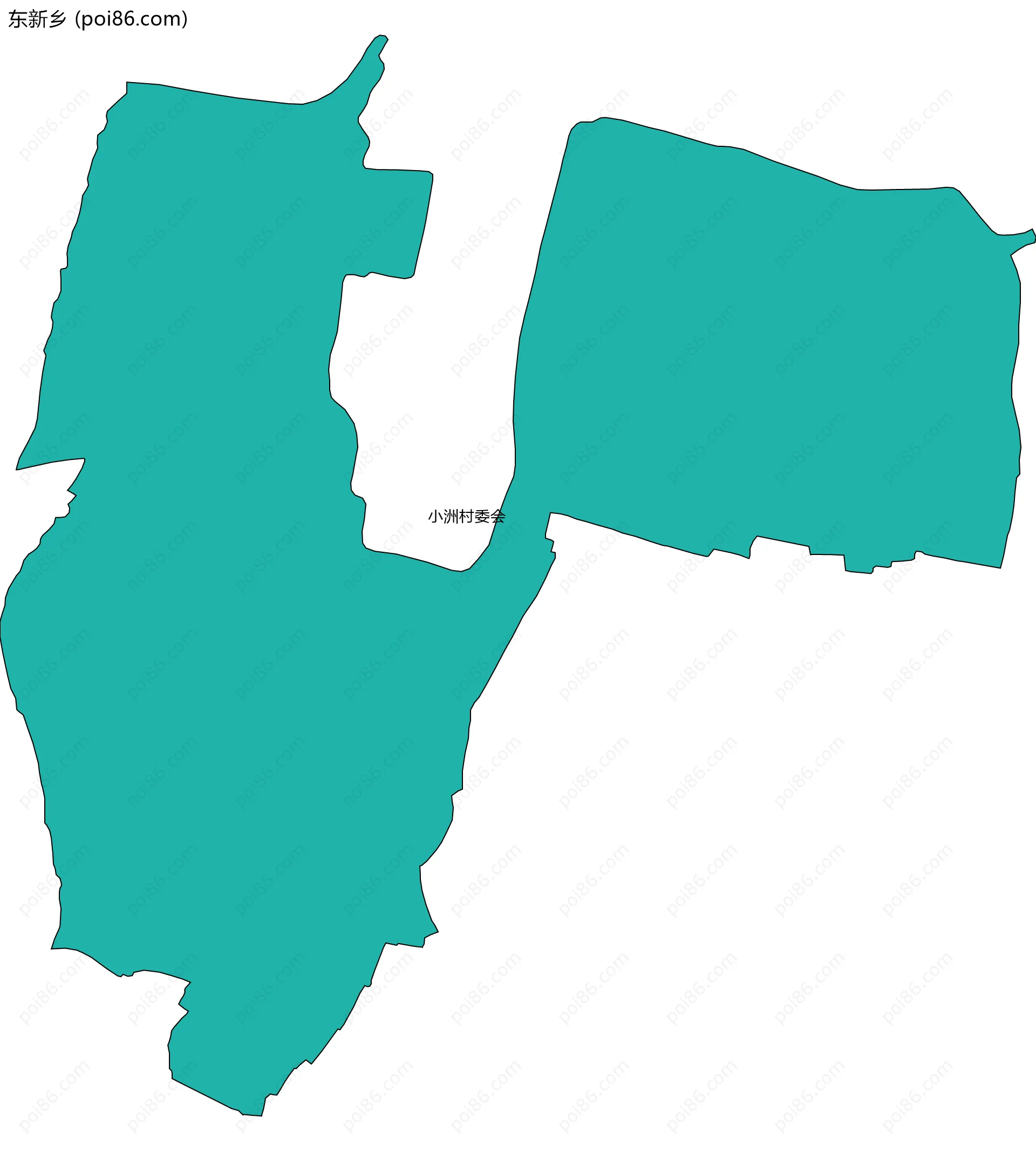 东新乡边界地图(五级行政区划)