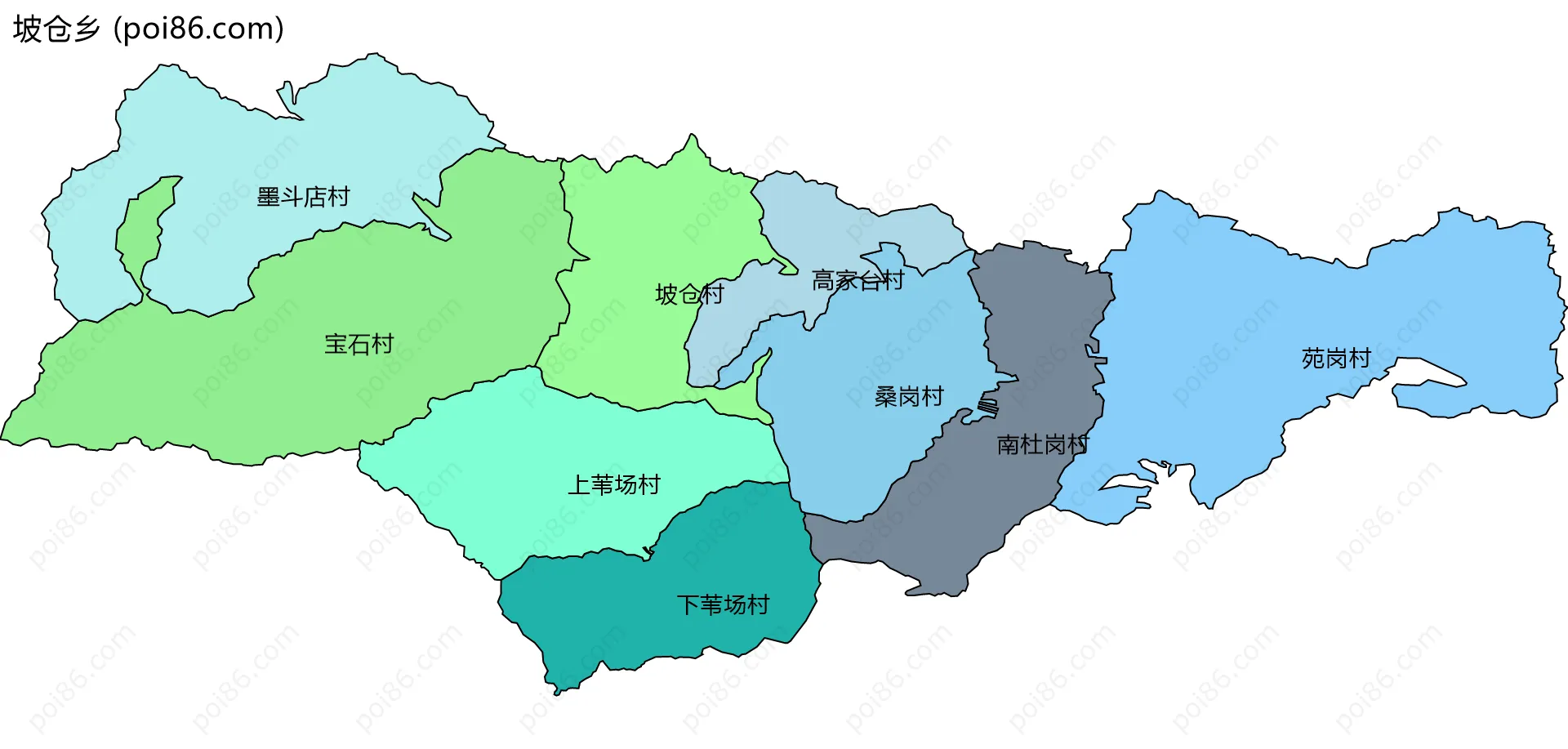 坡仓乡边界地图(五级行政区划)