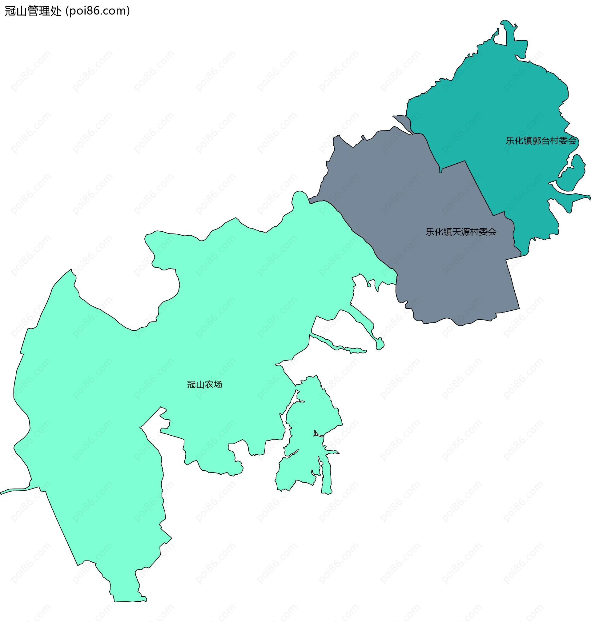 冠山管理处边界地图(五级行政区划)