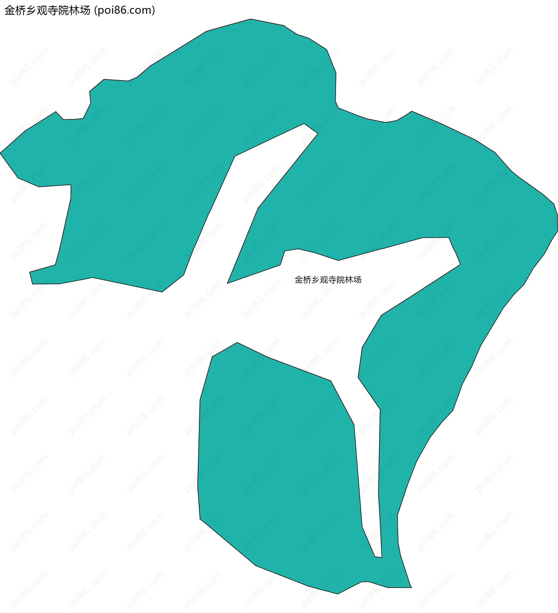 金桥乡观寺院林场边界地图(五级行政区划)