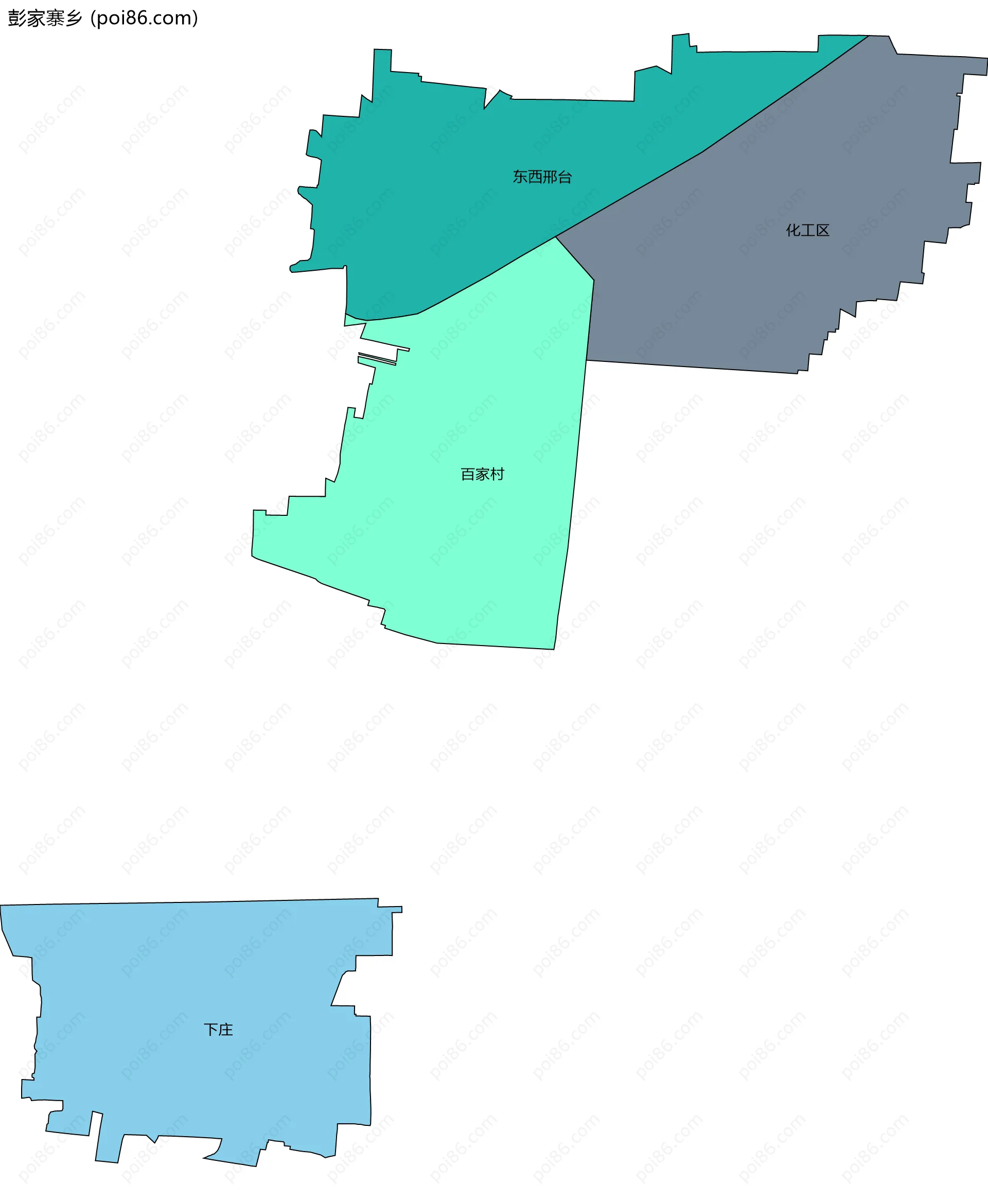 彭家寨乡边界地图(五级行政区划)