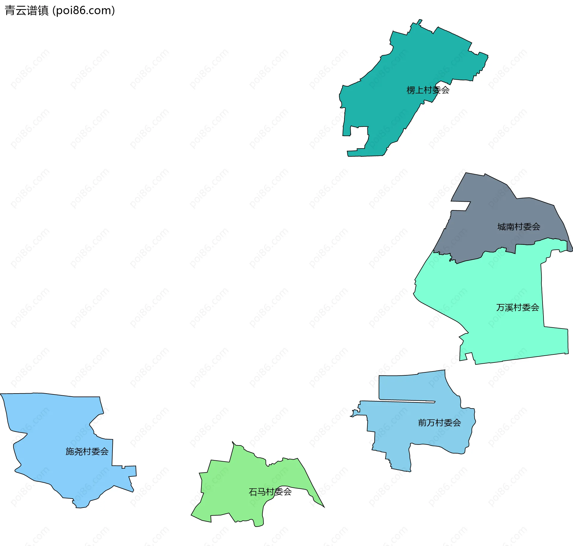 青云谱镇边界地图(五级行政区划)