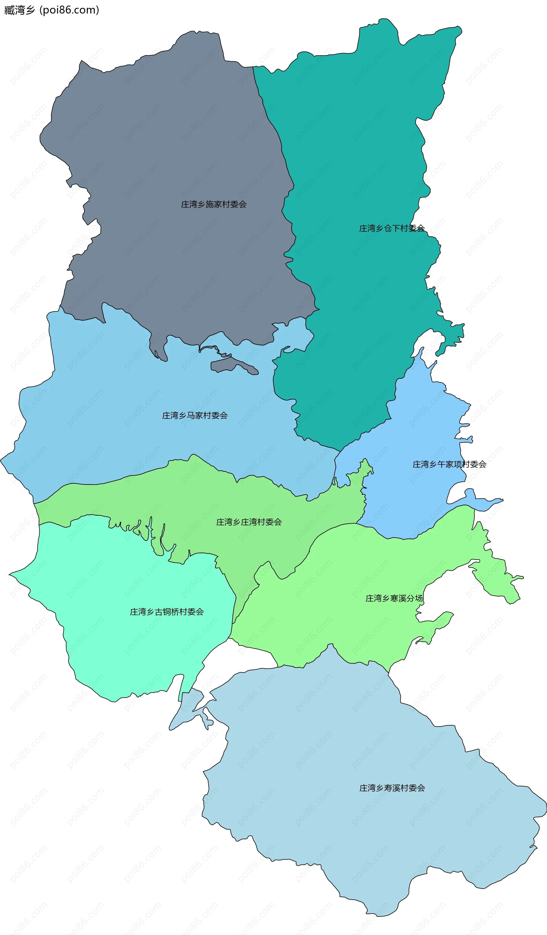 臧湾乡边界地图(五级行政区划)