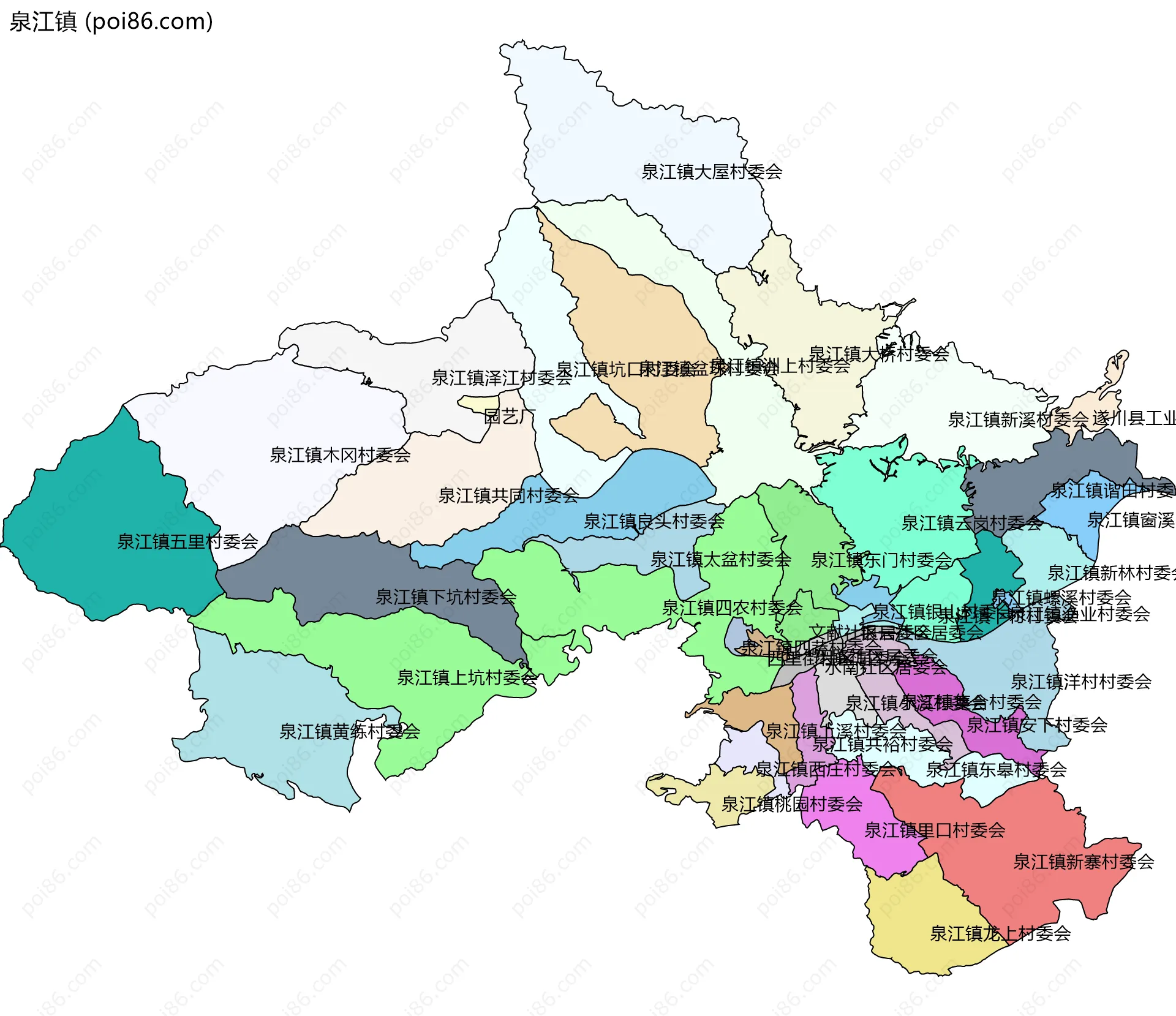 泉江镇边界地图(五级行政区划)