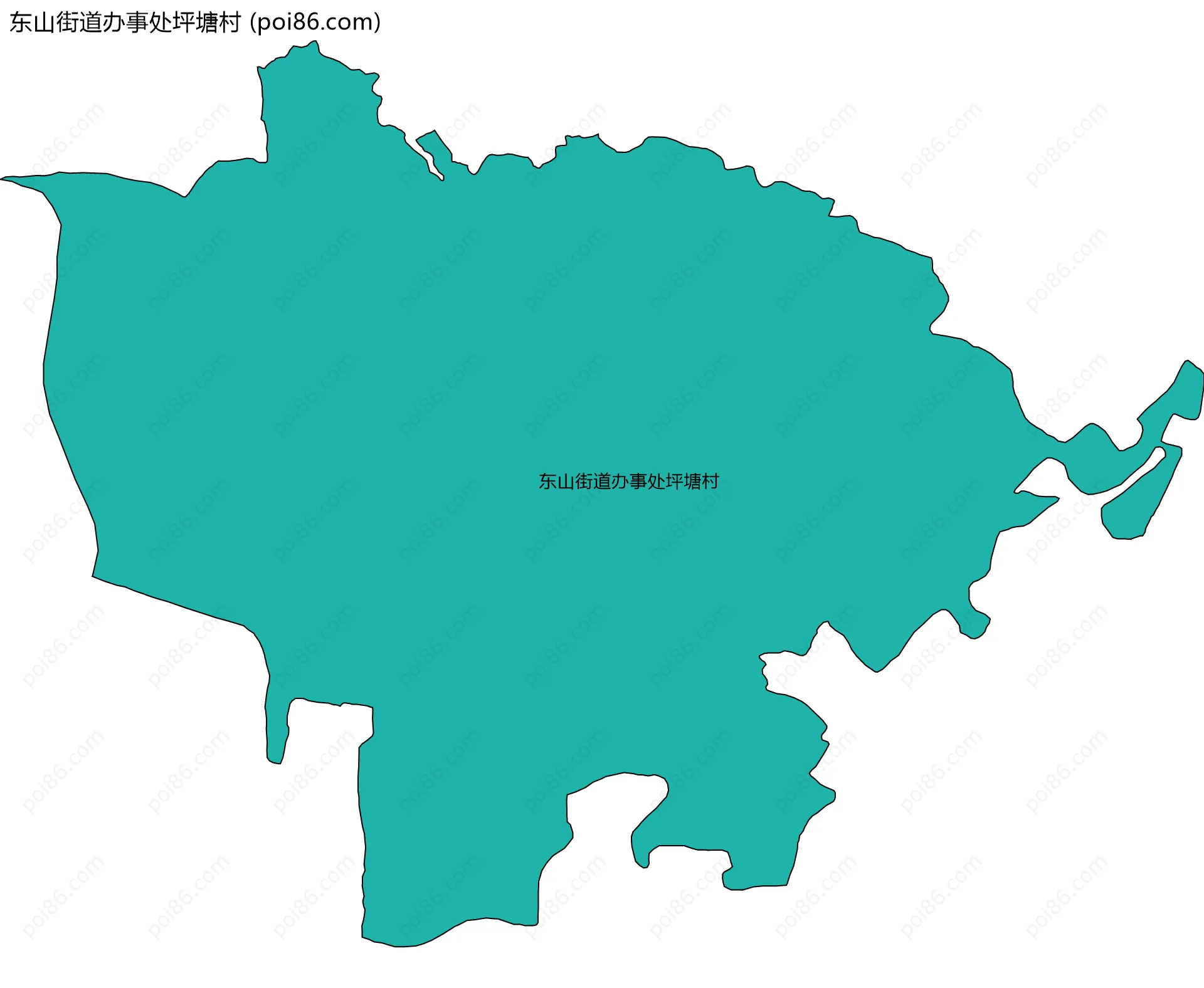 东山街道办事处坪塘村边界地图