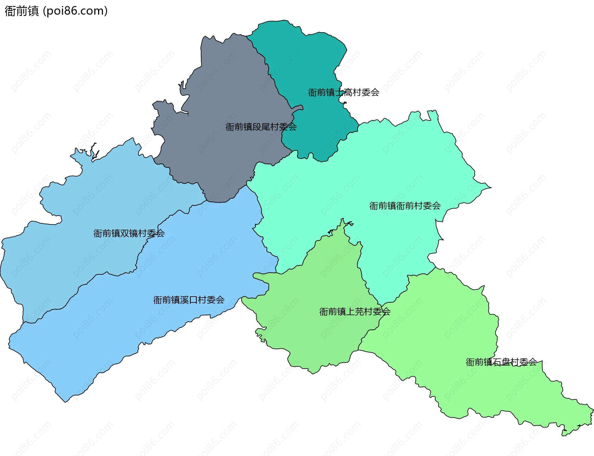 衙前镇边界地图(五级行政区划)