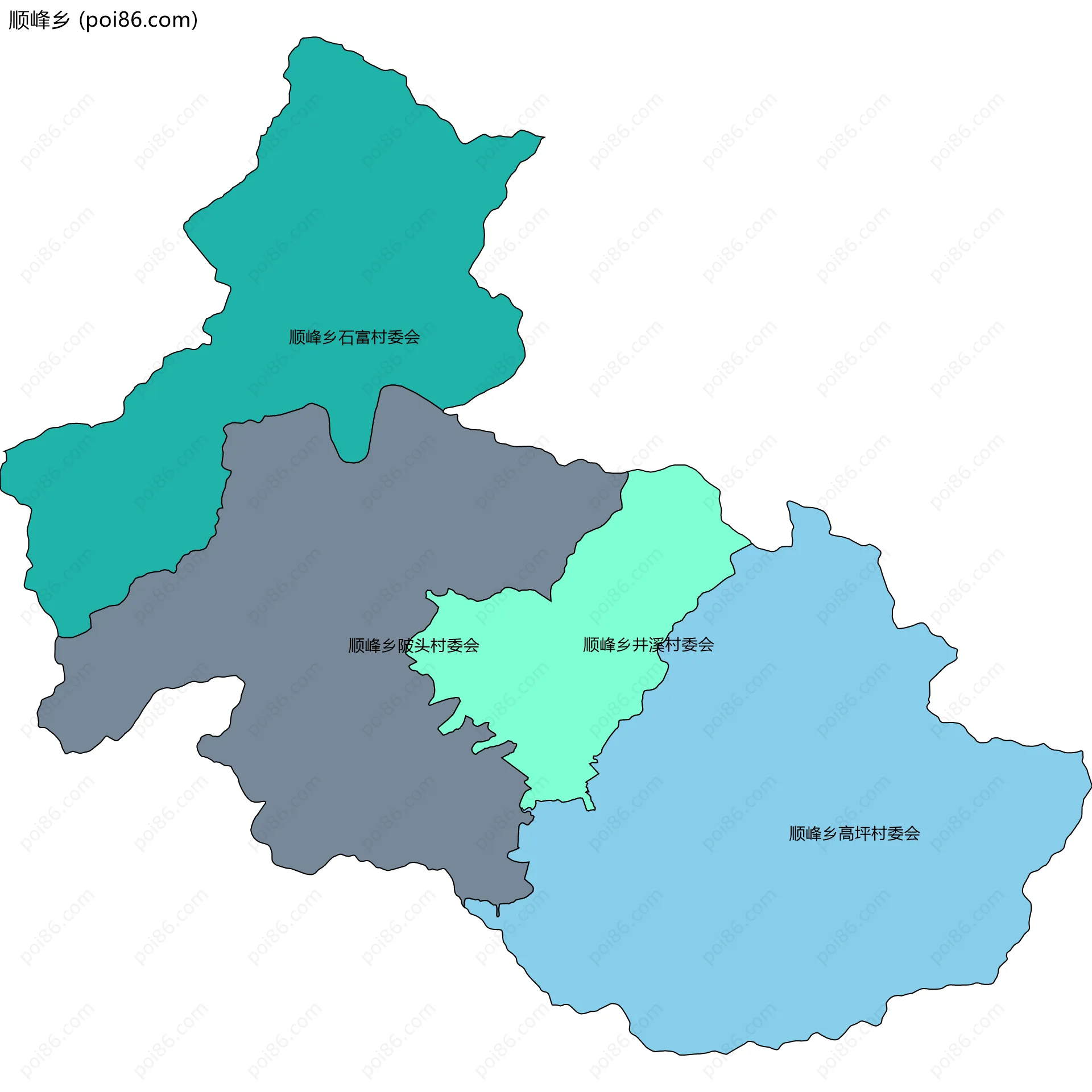 顺峰乡边界地图(五级行政区划)