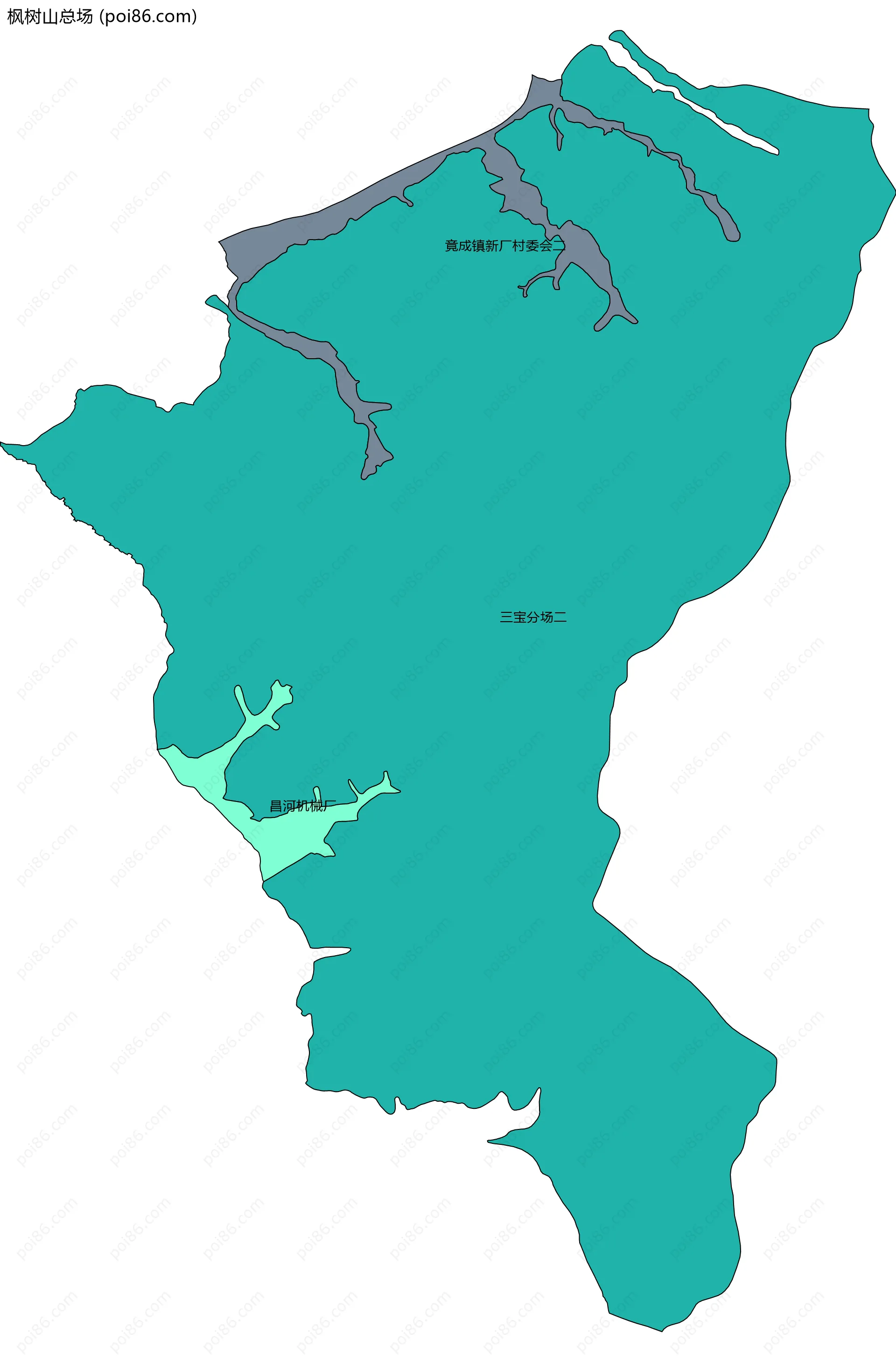 枫树山总场边界地图(五级行政区划)