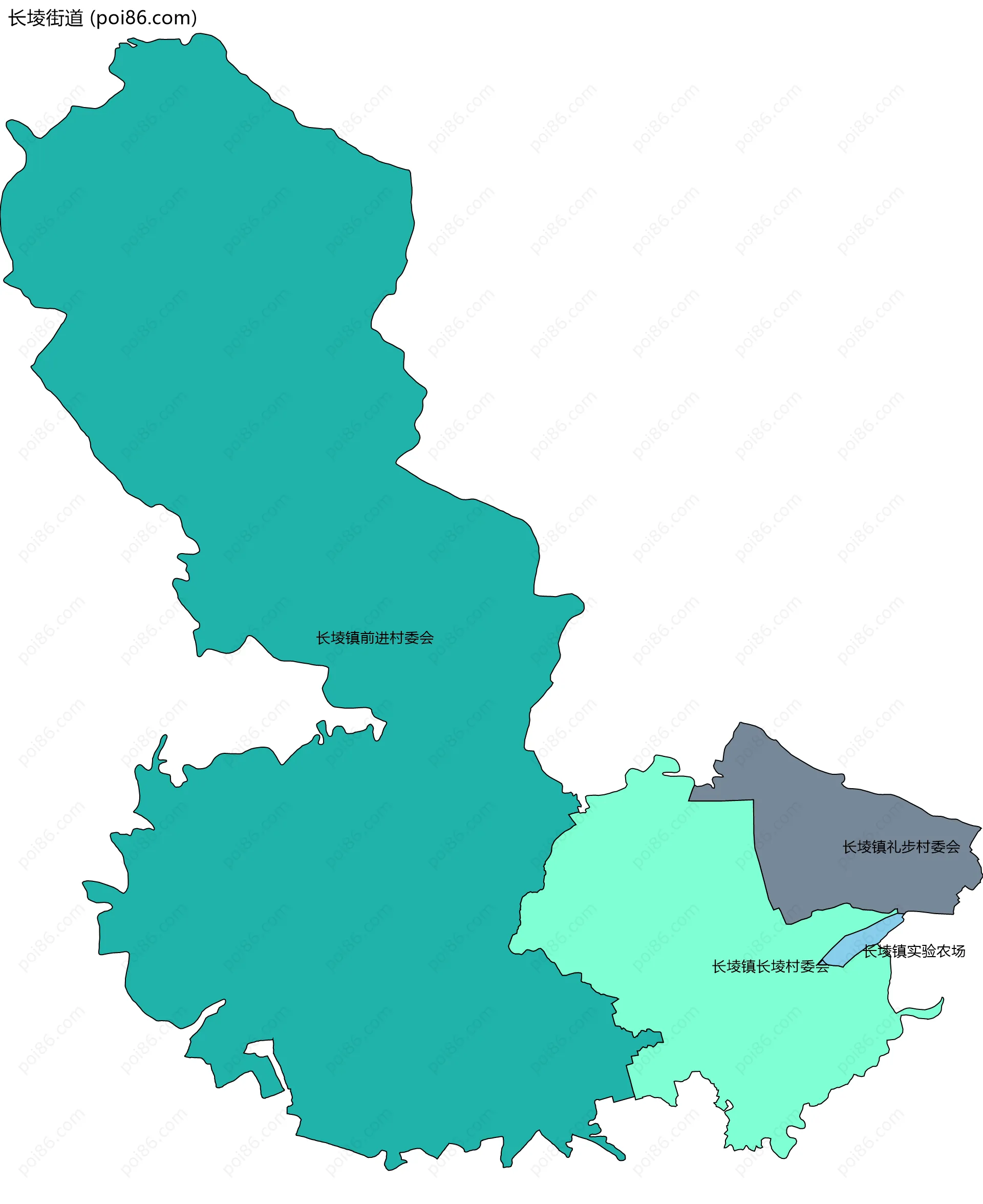 长堎街道边界地图(五级行政区划)